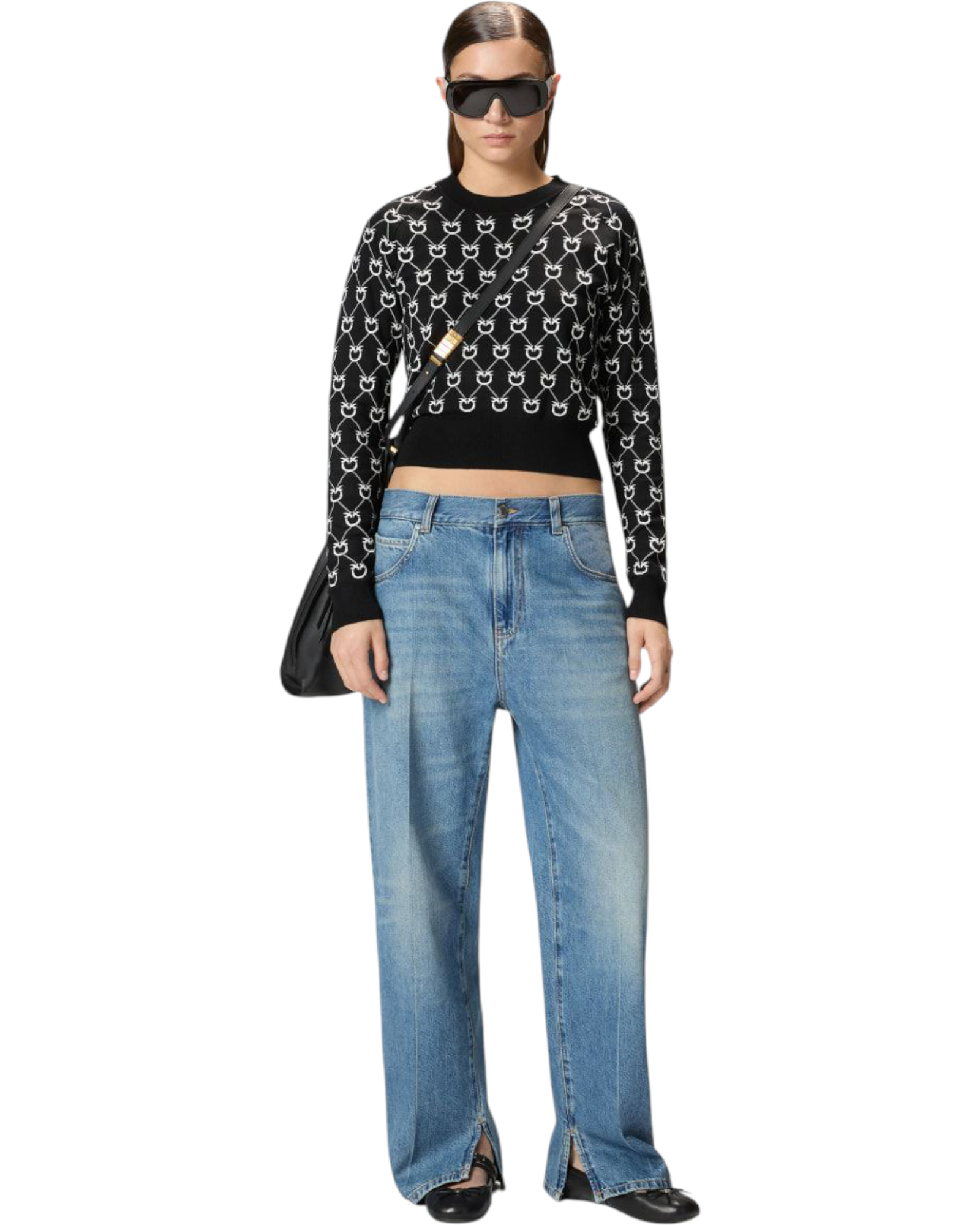 Φαρδύ τζιν με τσάκιση μπροστά LOVELY LOOSE