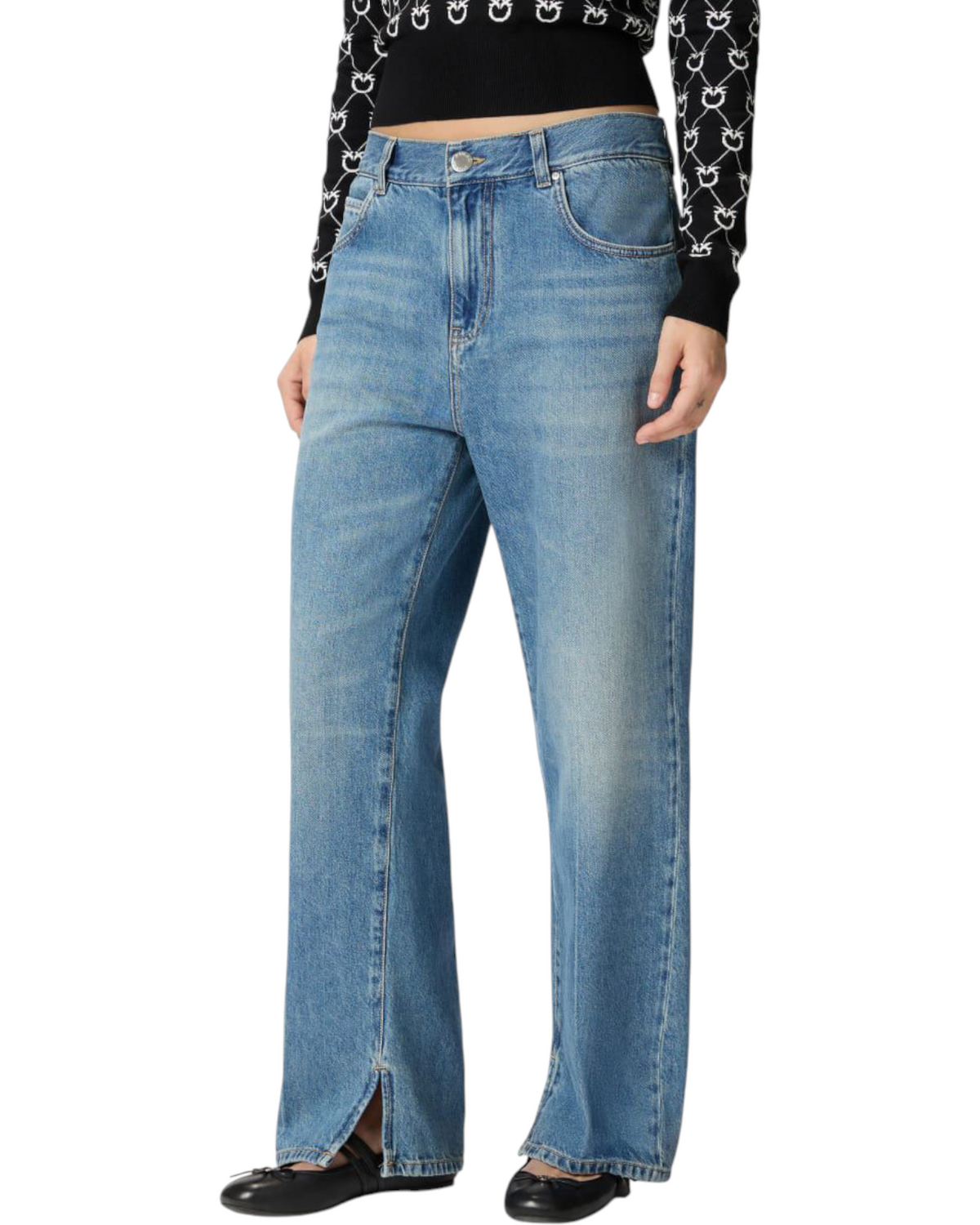 Φαρδύ τζιν με τσάκιση μπροστά LOVELY LOOSE