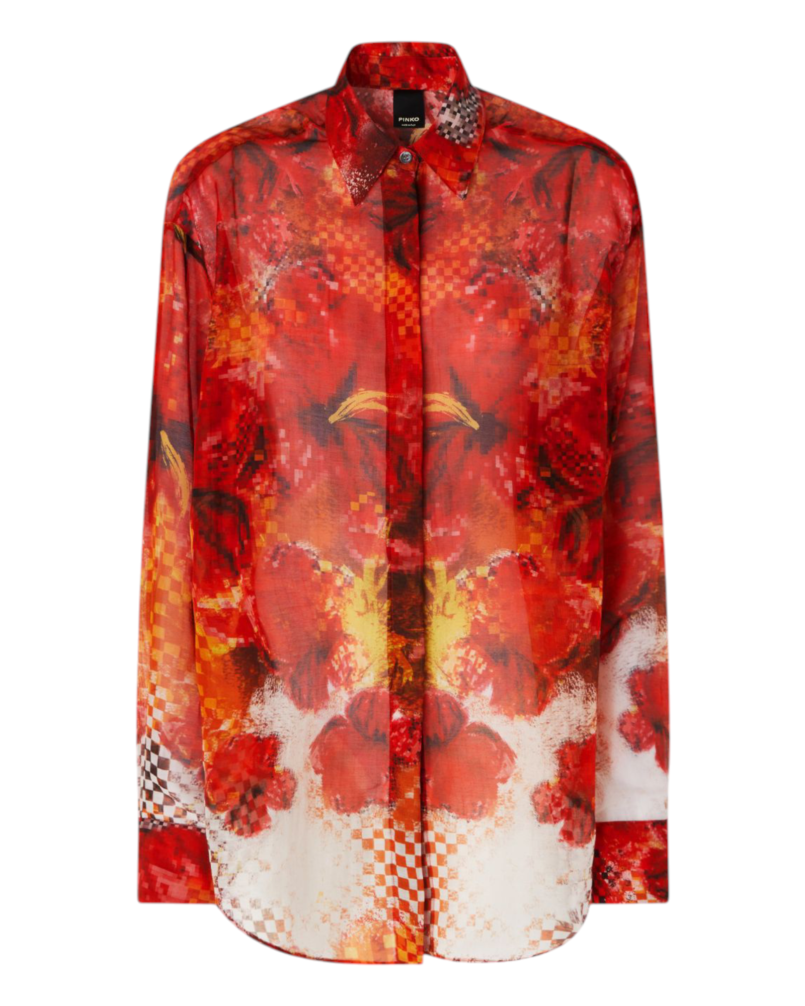 Πουκάμισο με κόκκινα λουλούδια και καρό τύπωμα BLAKE