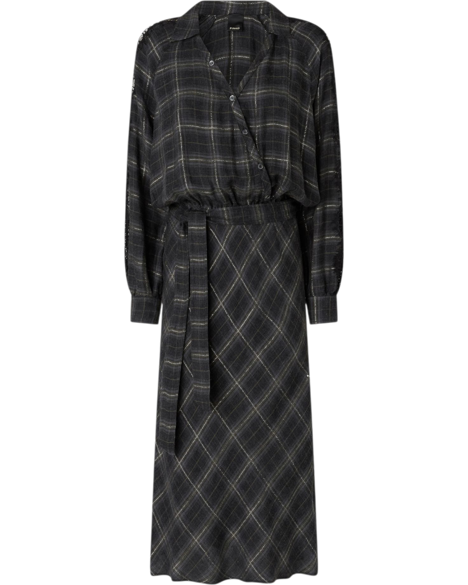 Μακρύ καρό φόρεμα με δαντέλα OSANE