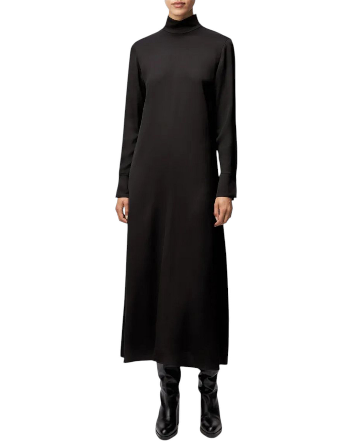 Μάξι φόρεμα με όρθιο γιακά από σατέν NAINEN