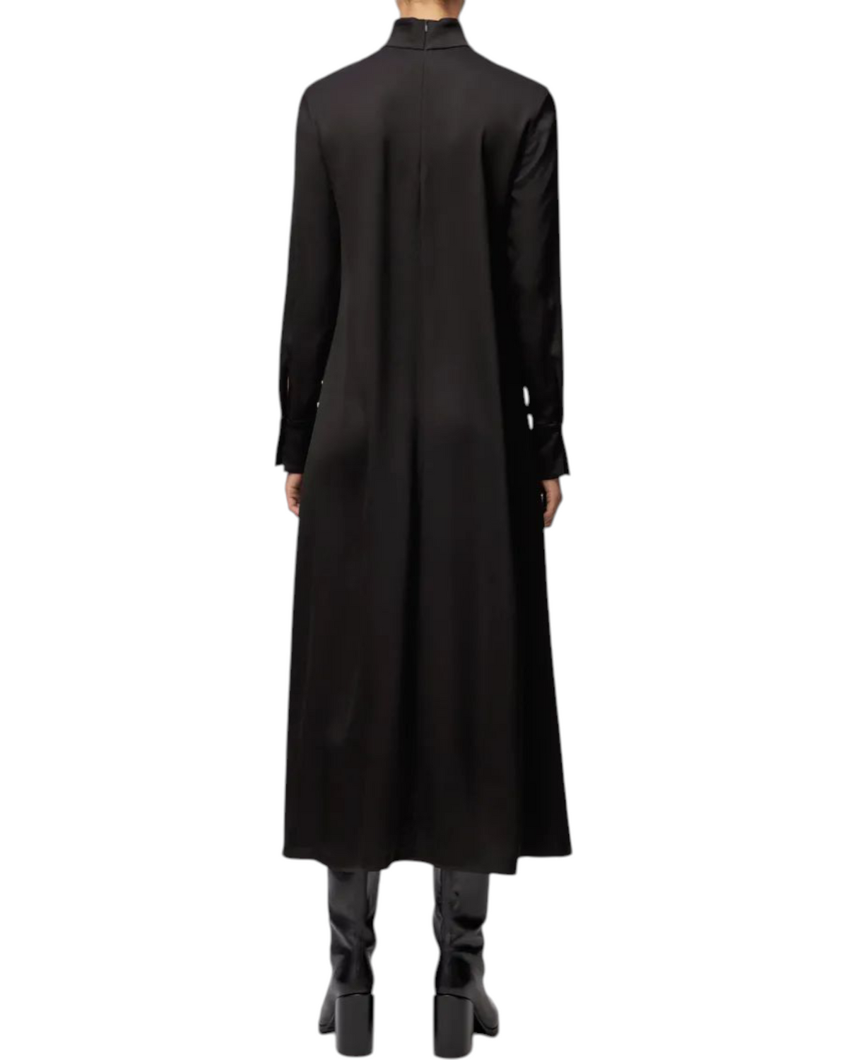 Μάξι φόρεμα με όρθιο γιακά από σατέν NAINEN