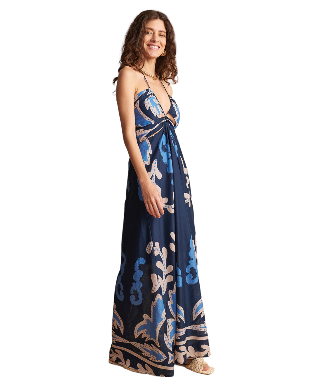 Φόρεμα Maxi με ιδιαίτερο print και δέσιμο
