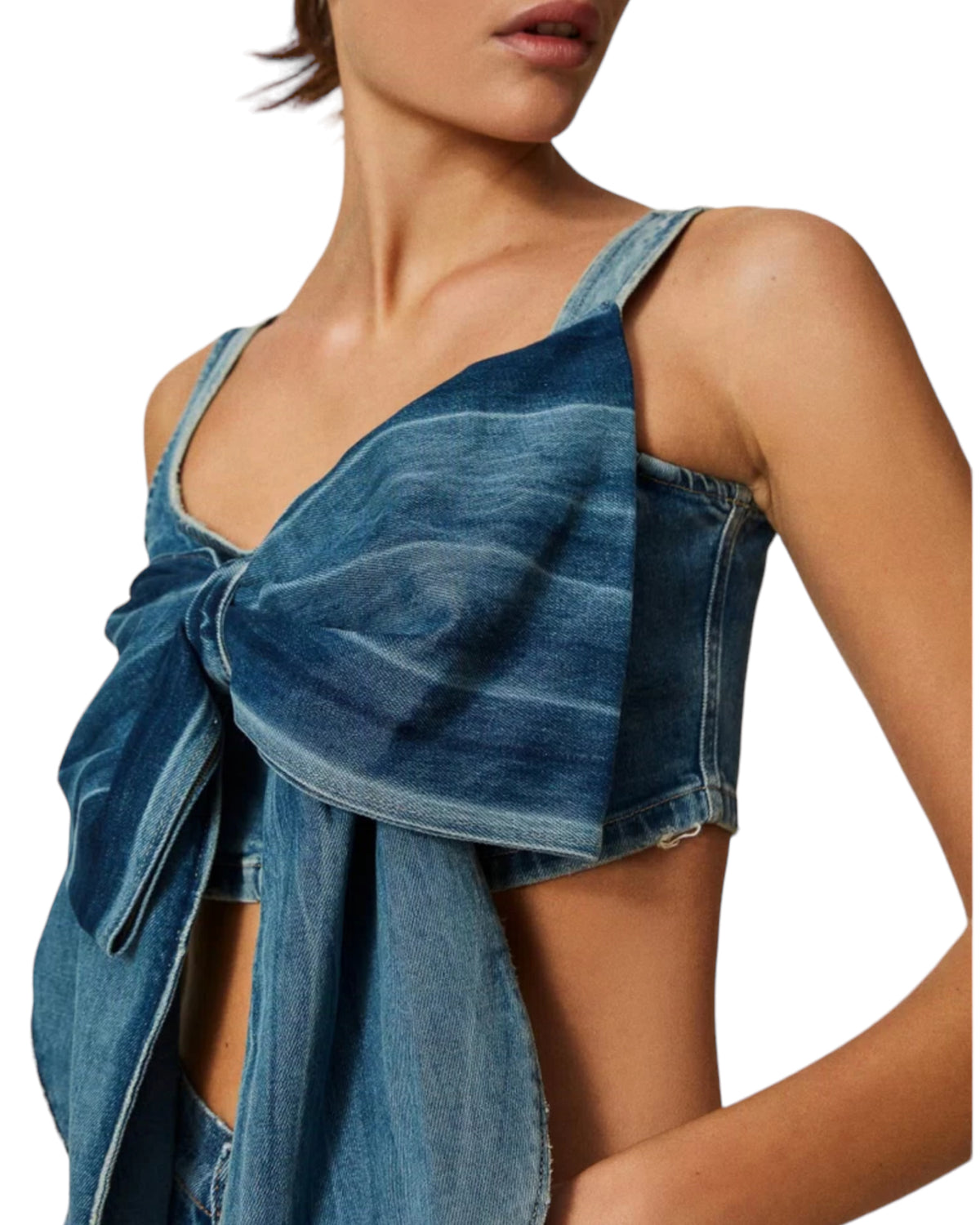 Τοπ Denim με φιόγκο