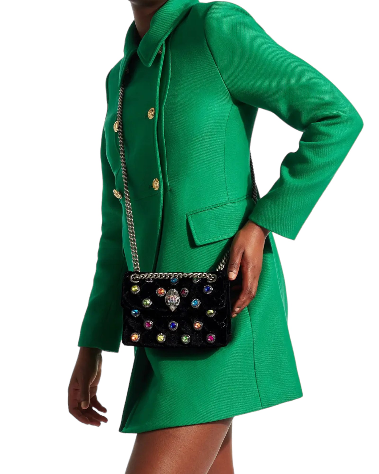 Velvet Mini Kensington τσάντα με κρύσταλλα