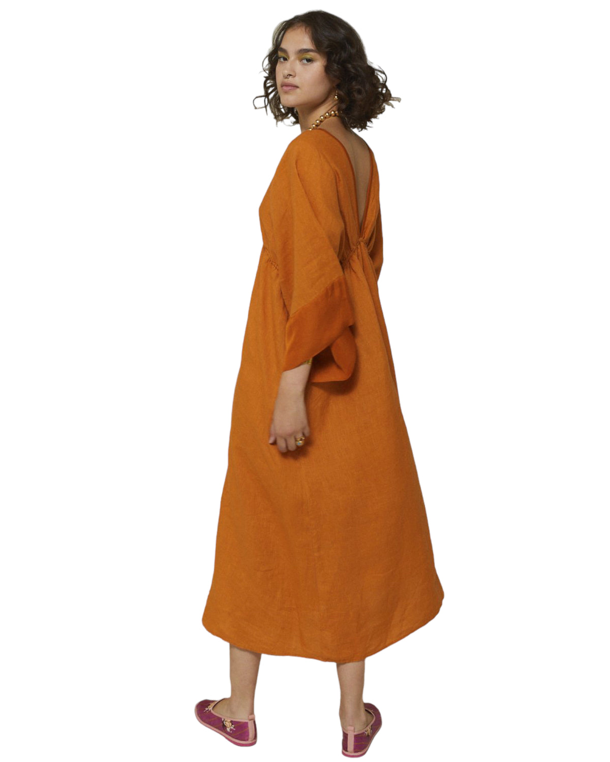 Φόρεμα Maxi λινό με άνοιγμα