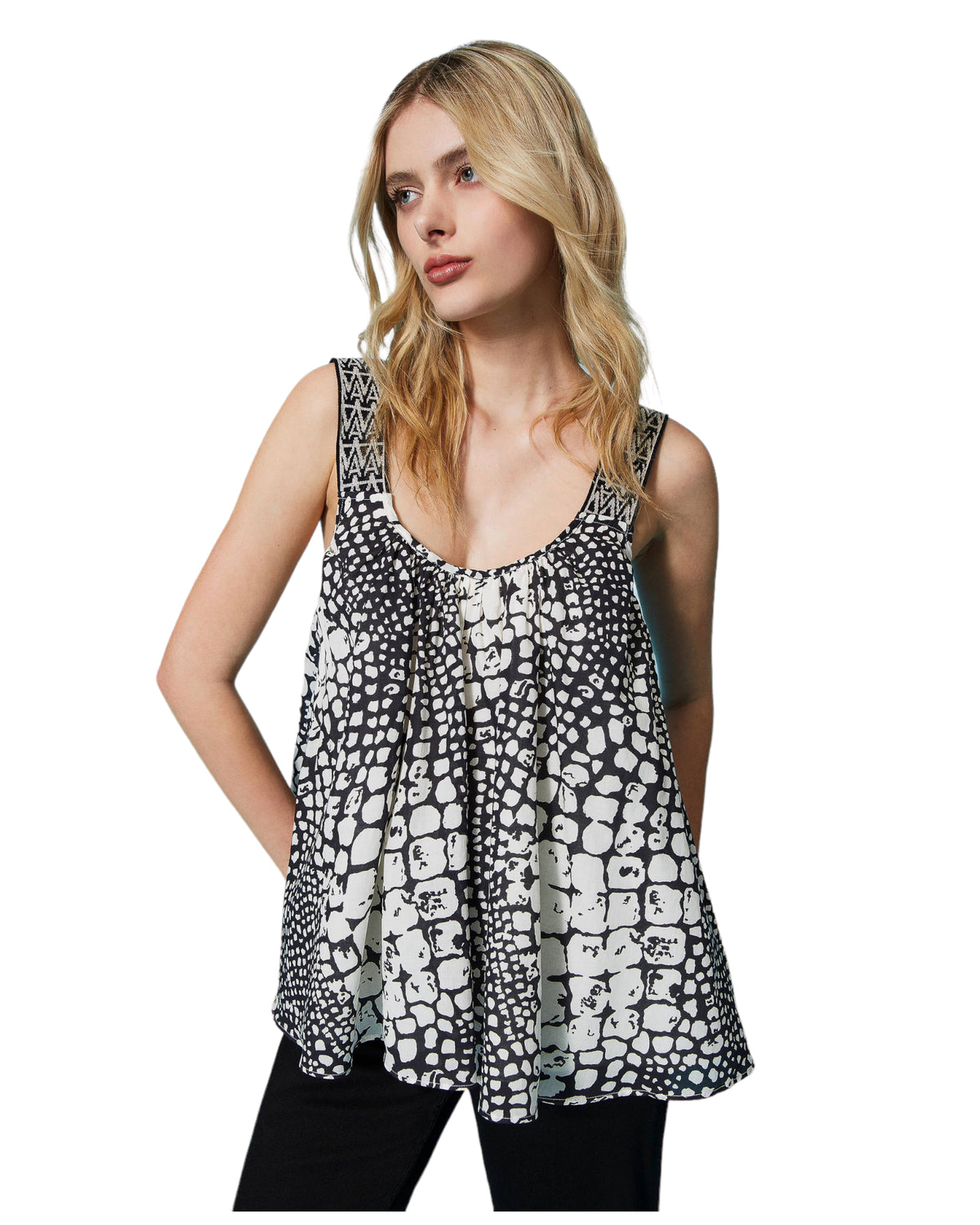 Μπλούζα αμάνικη με crocodile print