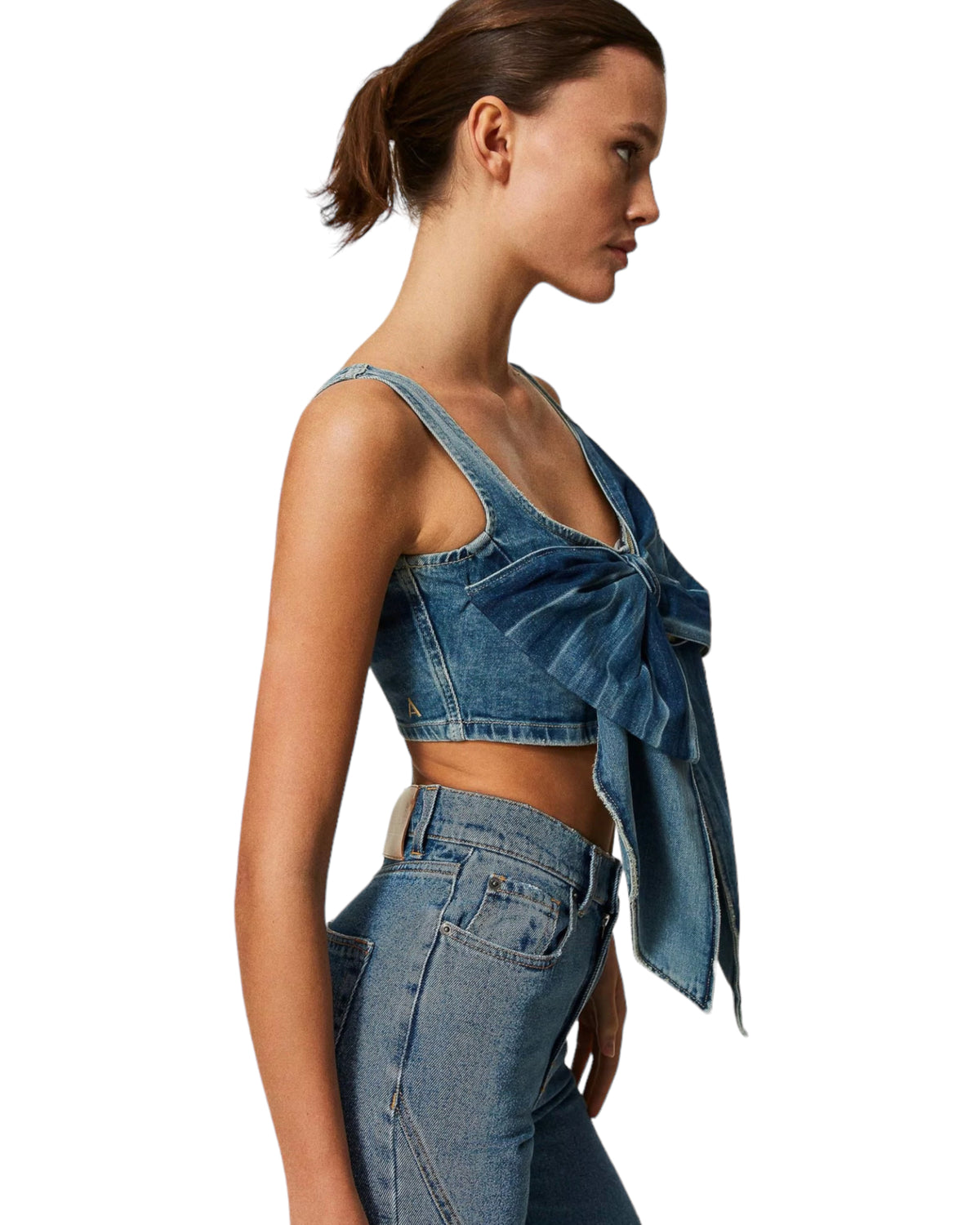 Τοπ Denim με φιόγκο