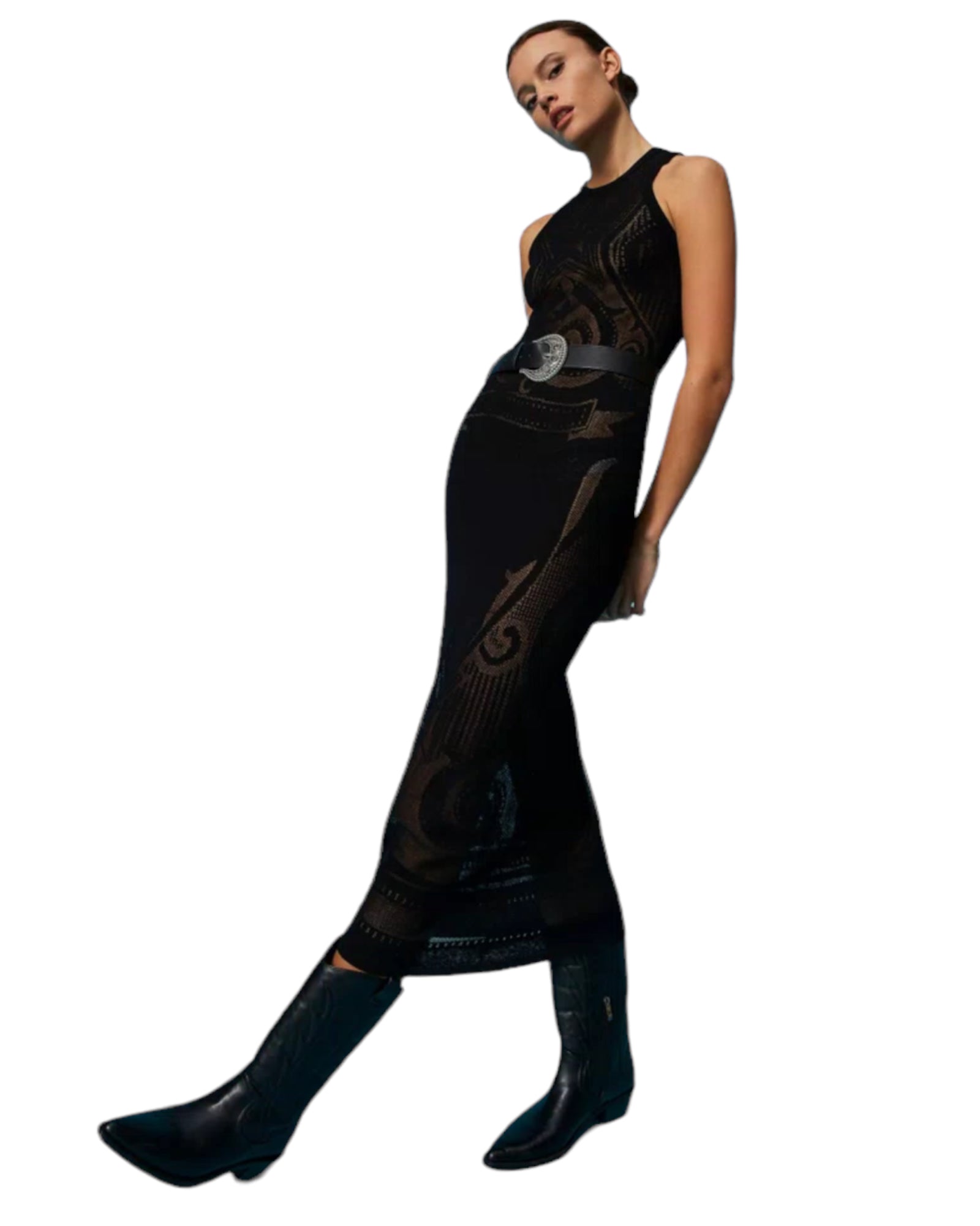 Φόρεμα Midi πλεκτό διάφανο με αστέρια