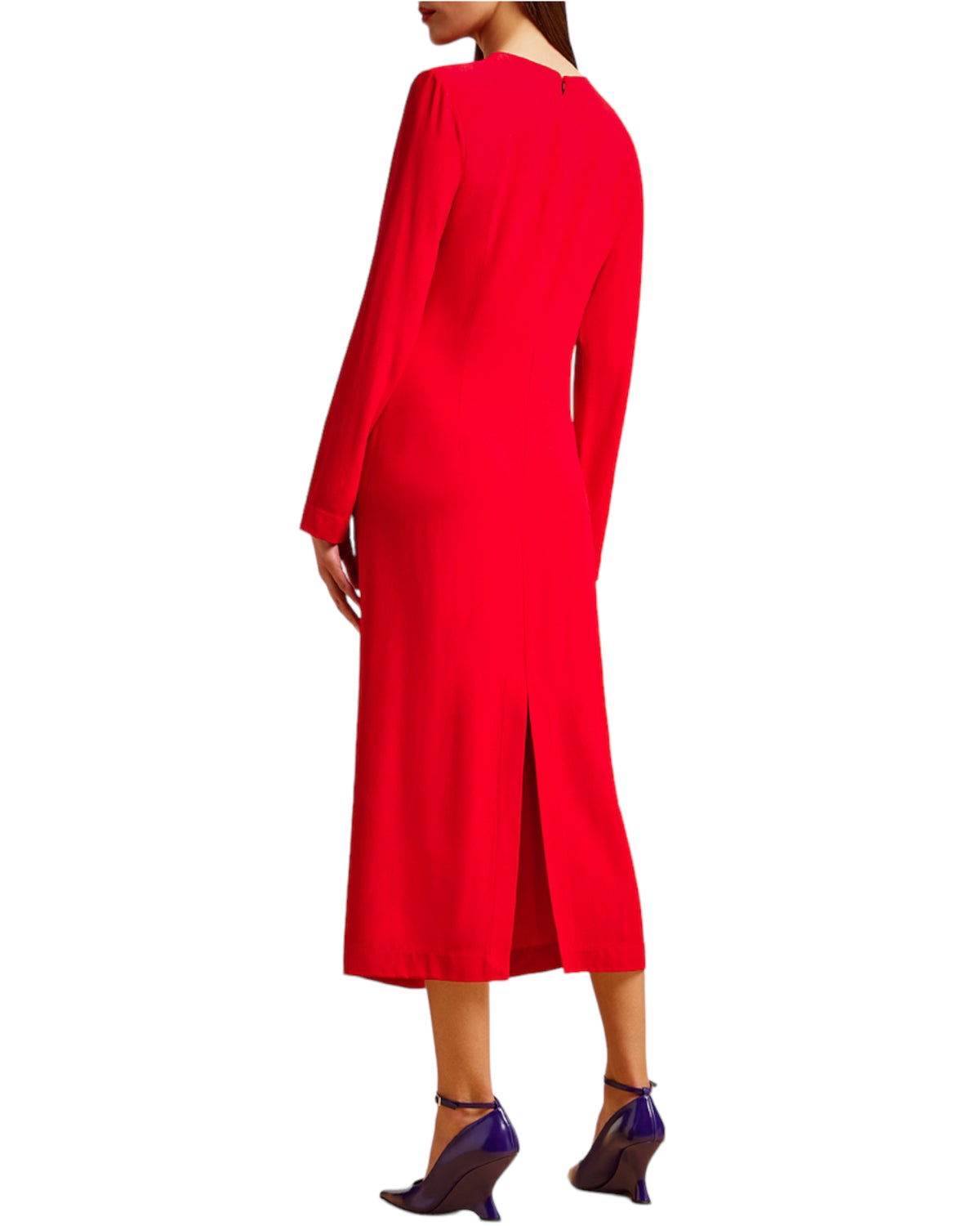 Φόρεμα Midi ντραπέ με μακριά μανίκια