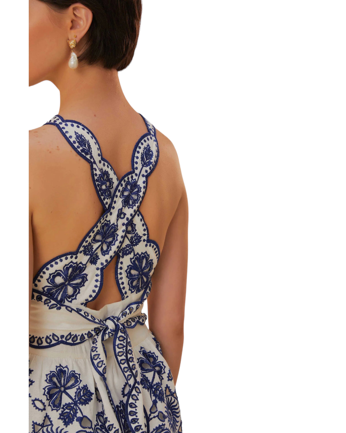 Φόρεμα Midi με ιδιαίτερο δέσιμο και κεντήματα