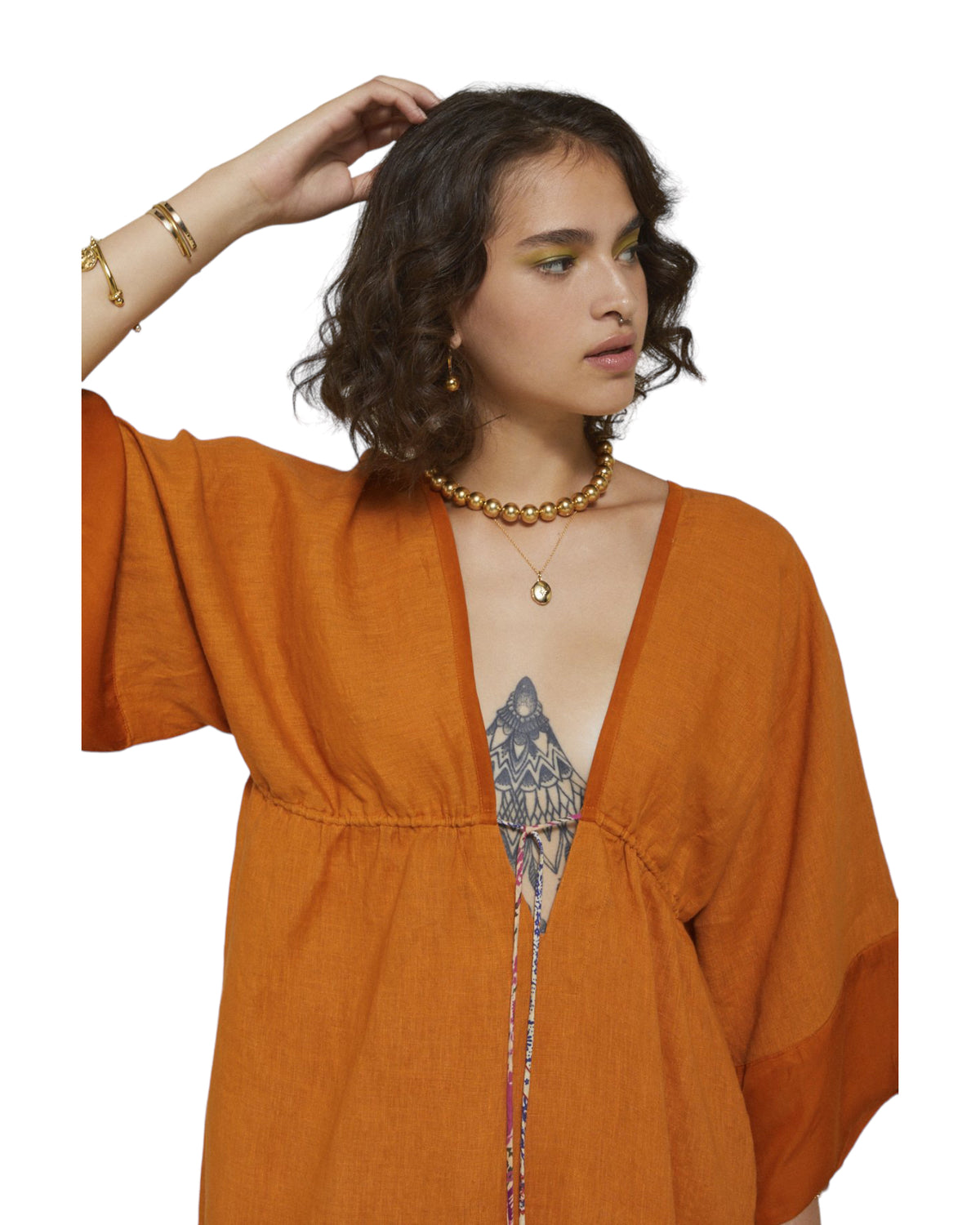 Φόρεμα Maxi λινό με άνοιγμα