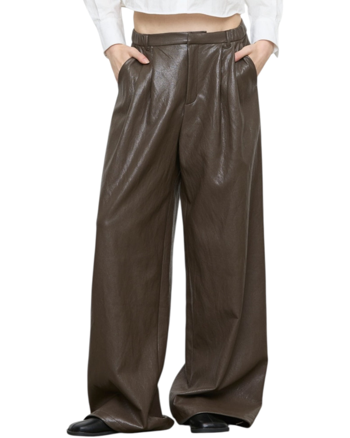 Παντελόνι wide leg από eco leather