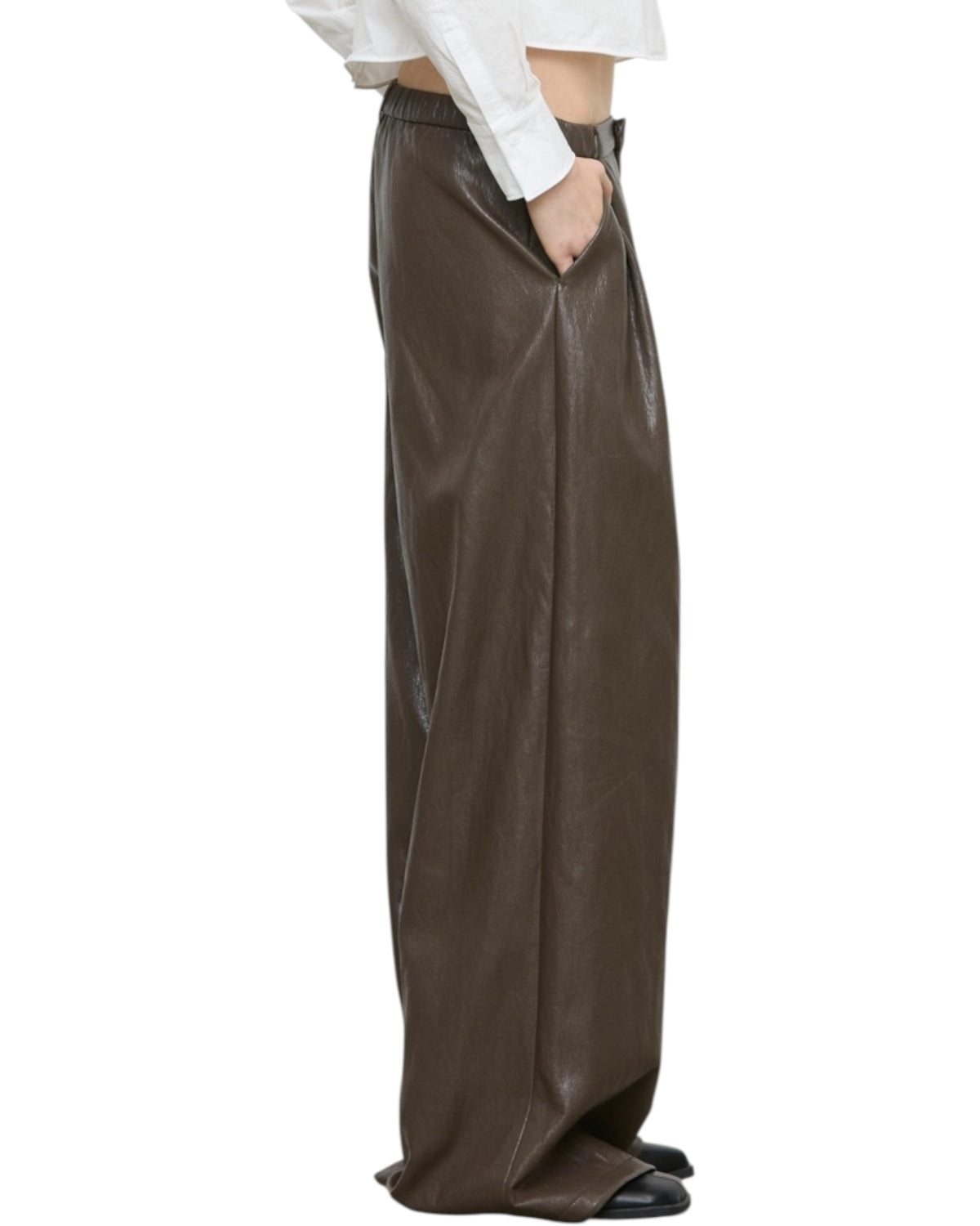 Παντελόνι wide leg από eco leather