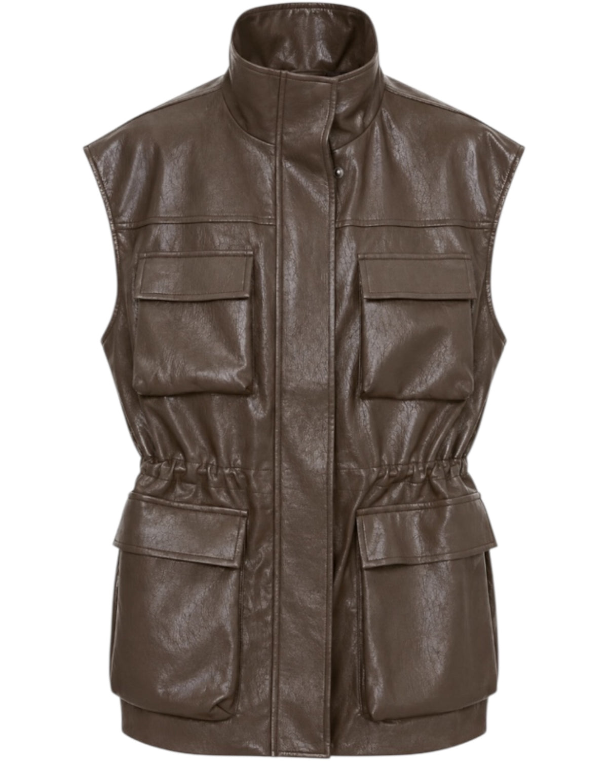 Γιλέκο από eco leather με τσέπες