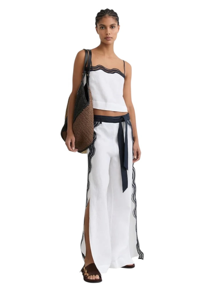 Παντελόνι λινό με σκίσιμο στα πλαϊνά FARAH