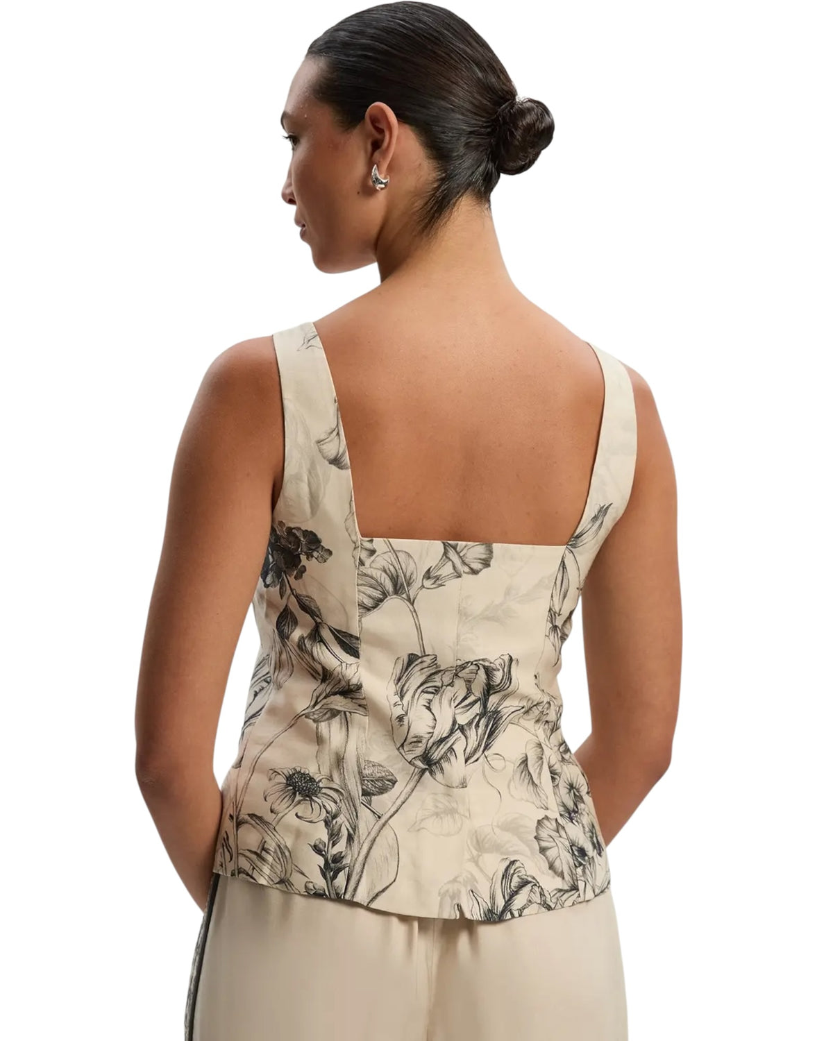 Μπλούζα με τιράντες από λινό βισκόζη