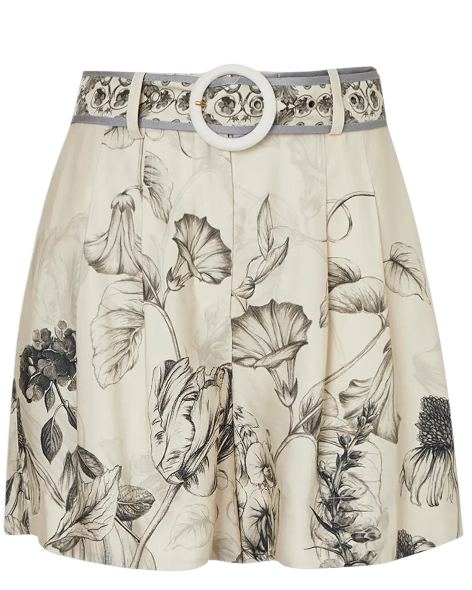 Σορτς με στάμπα από βισκόζη και λινό Scenic Placed με ζώνη