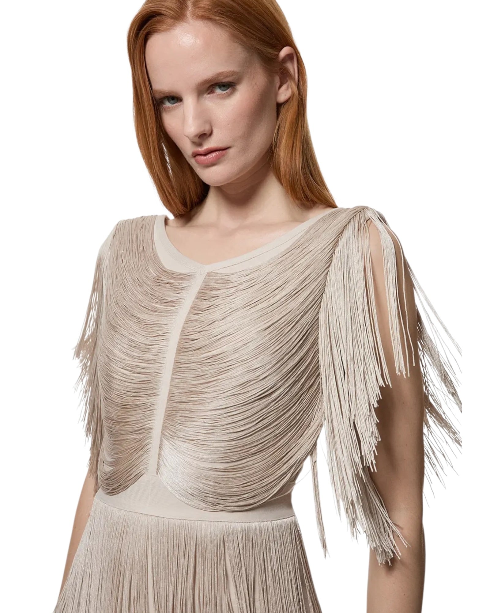 Πλεκτό τοπ με ντραπέ κρόσσια