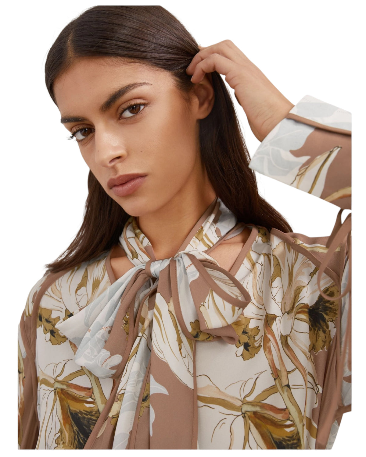 Μπλούζα με floral print και δέσιμο στο λαιμό MAGGIE