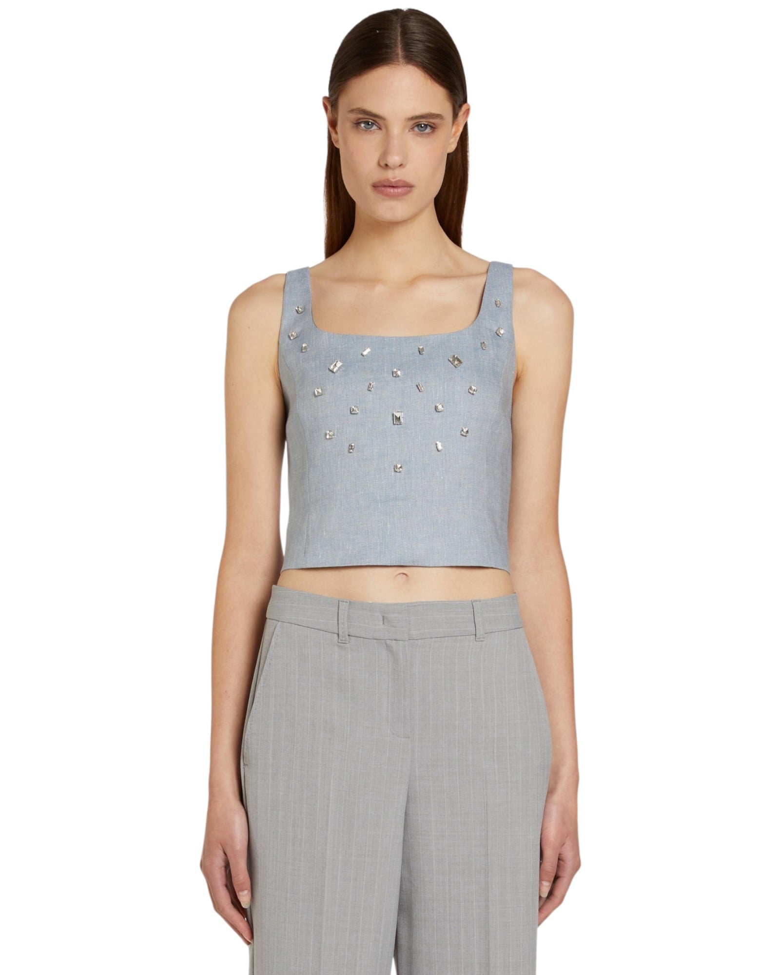 Κοντό τοπ με κρύσταλλα MLLLEMMA