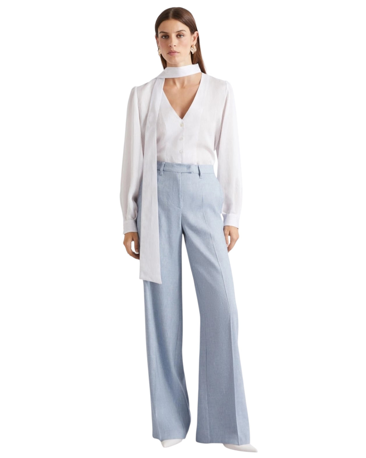 Παντελόνι palazzo από λινό και βισκόζη MLLODINO