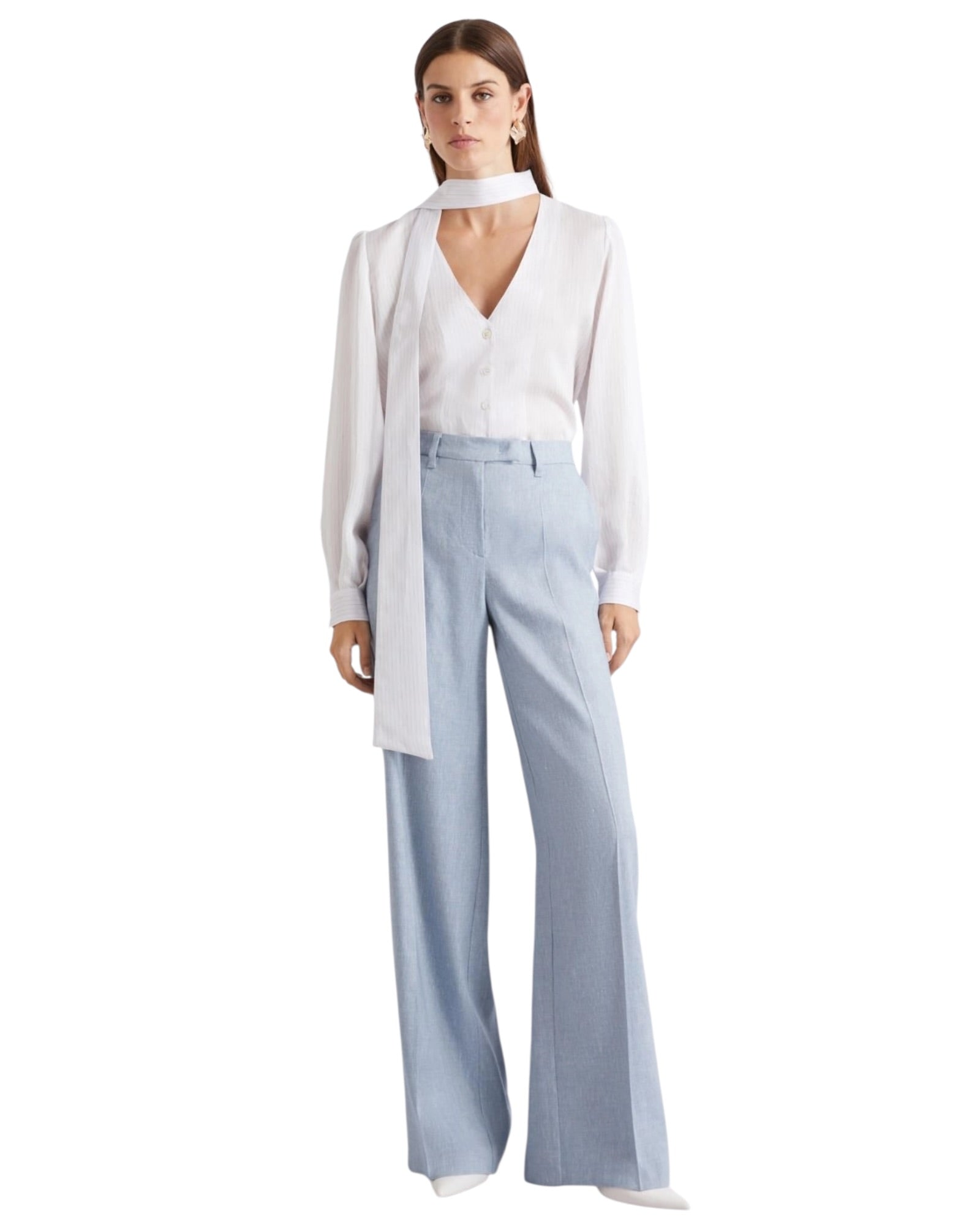 Παντελόνι palazzo από λινό και βισκόζη MLLODINO