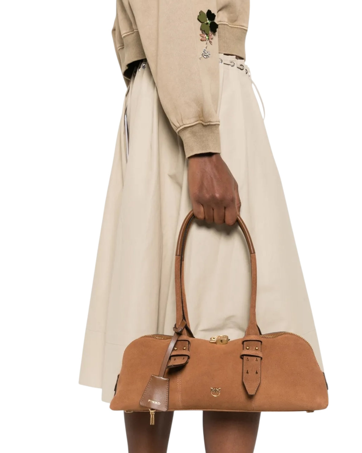 Τσάντα suede BOWLING HORIZONTAL