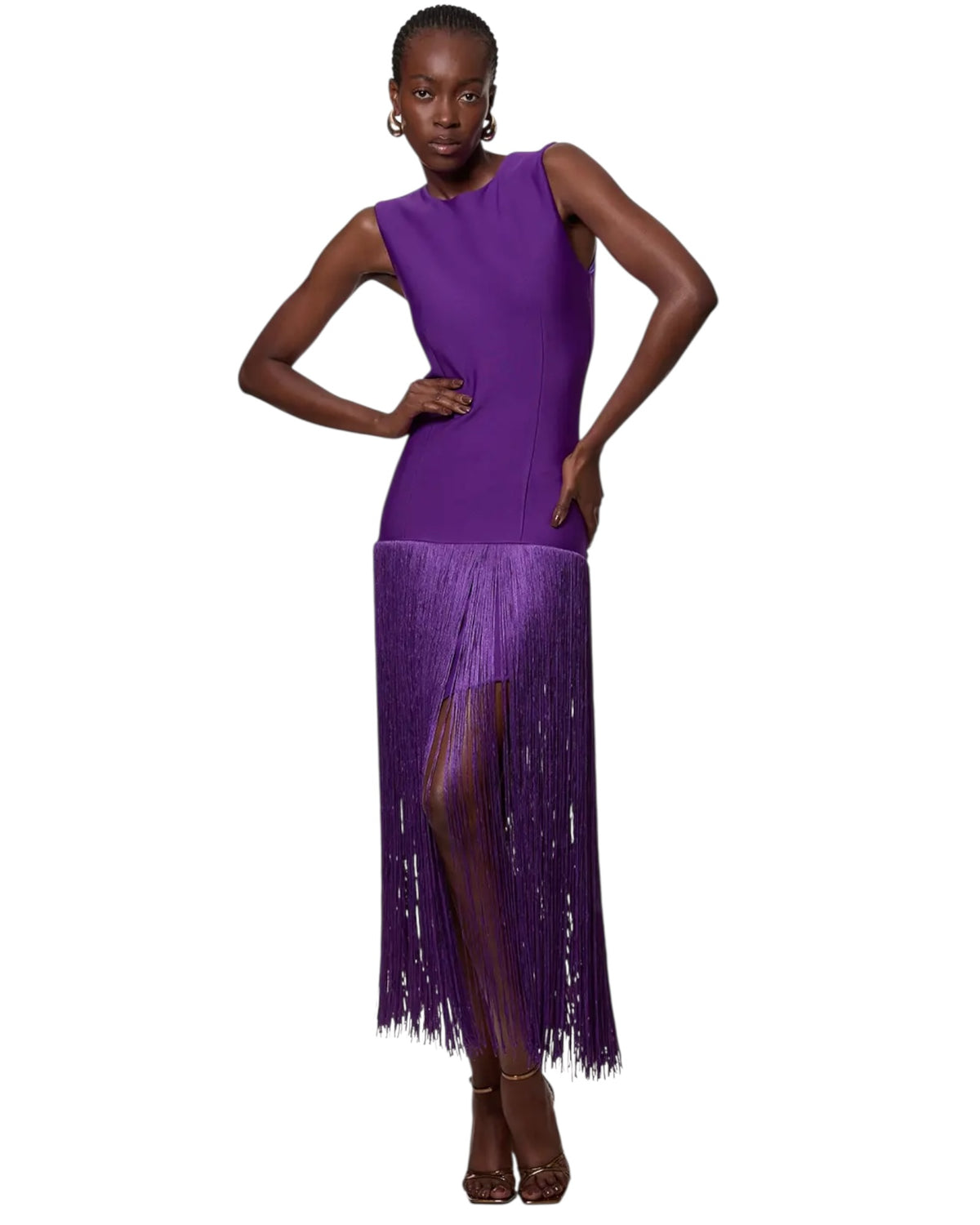 Φόρεμα με πλεκτό τελείωμα με κρόσσια