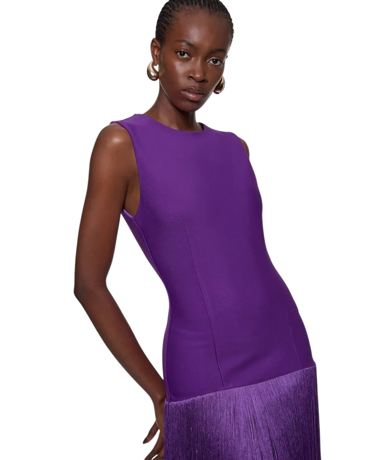 Φόρεμα με πλεκτό τελείωμα με κρόσσια