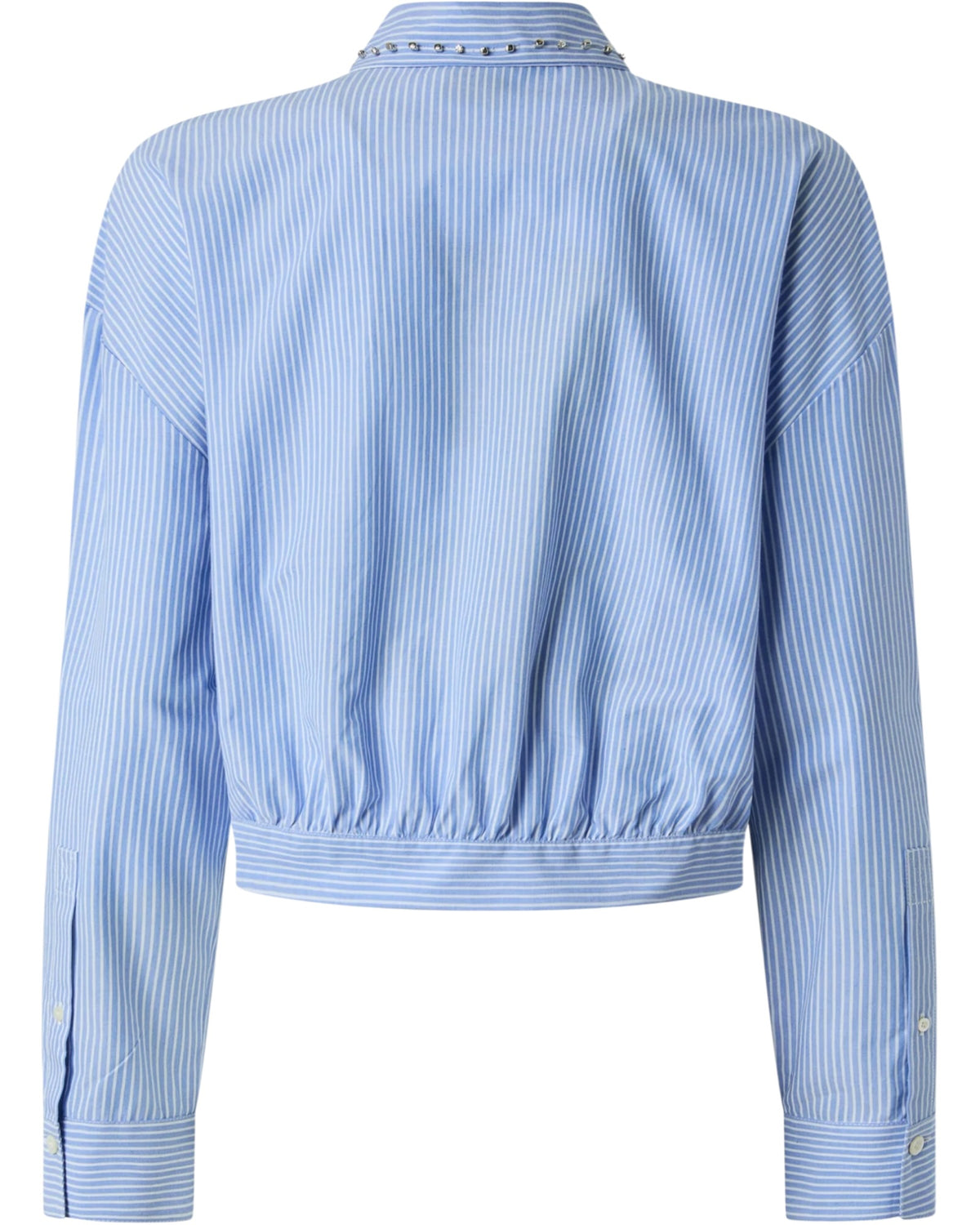 Ριγέ κοντό πουκάμισο με γιακά με κόσμημα CHARITA