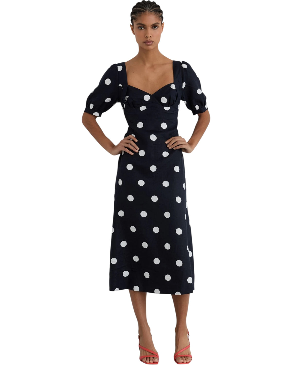 Φόρεμα πουά με φουσκωτά μανίκια ASTRID