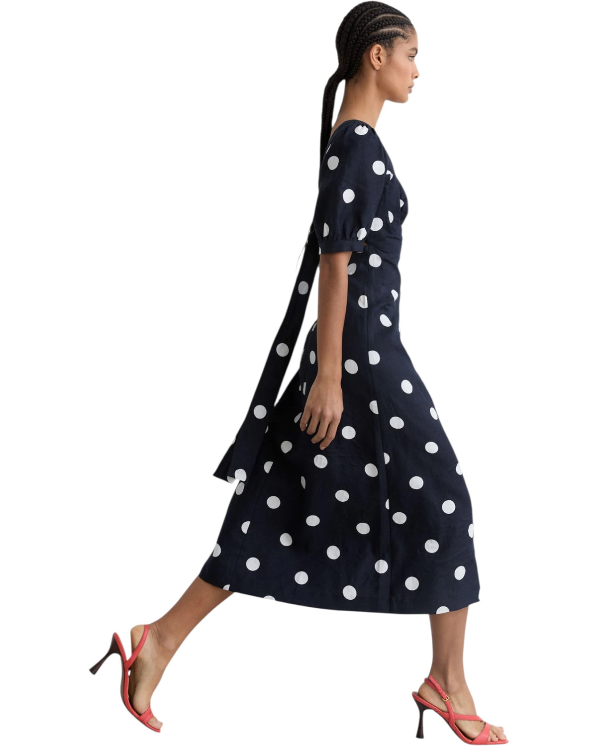 Φόρεμα πουά με φουσκωτά μανίκια ASTRID