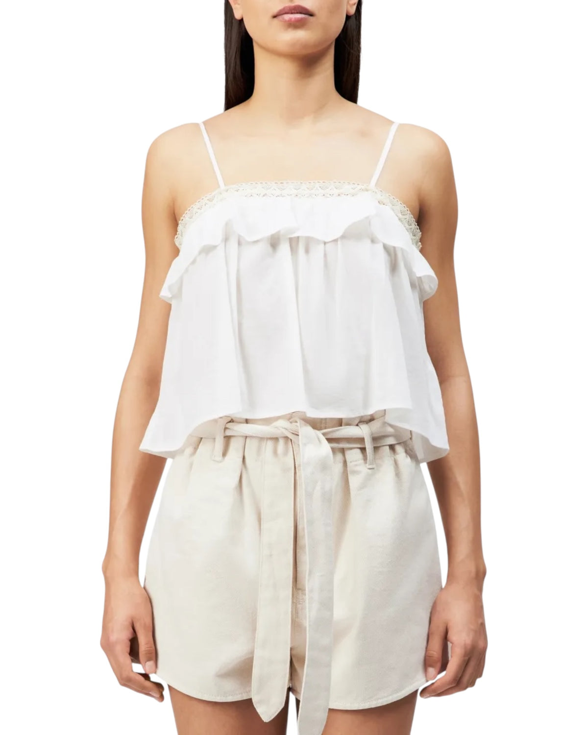 Crop top με βολάν TISANE