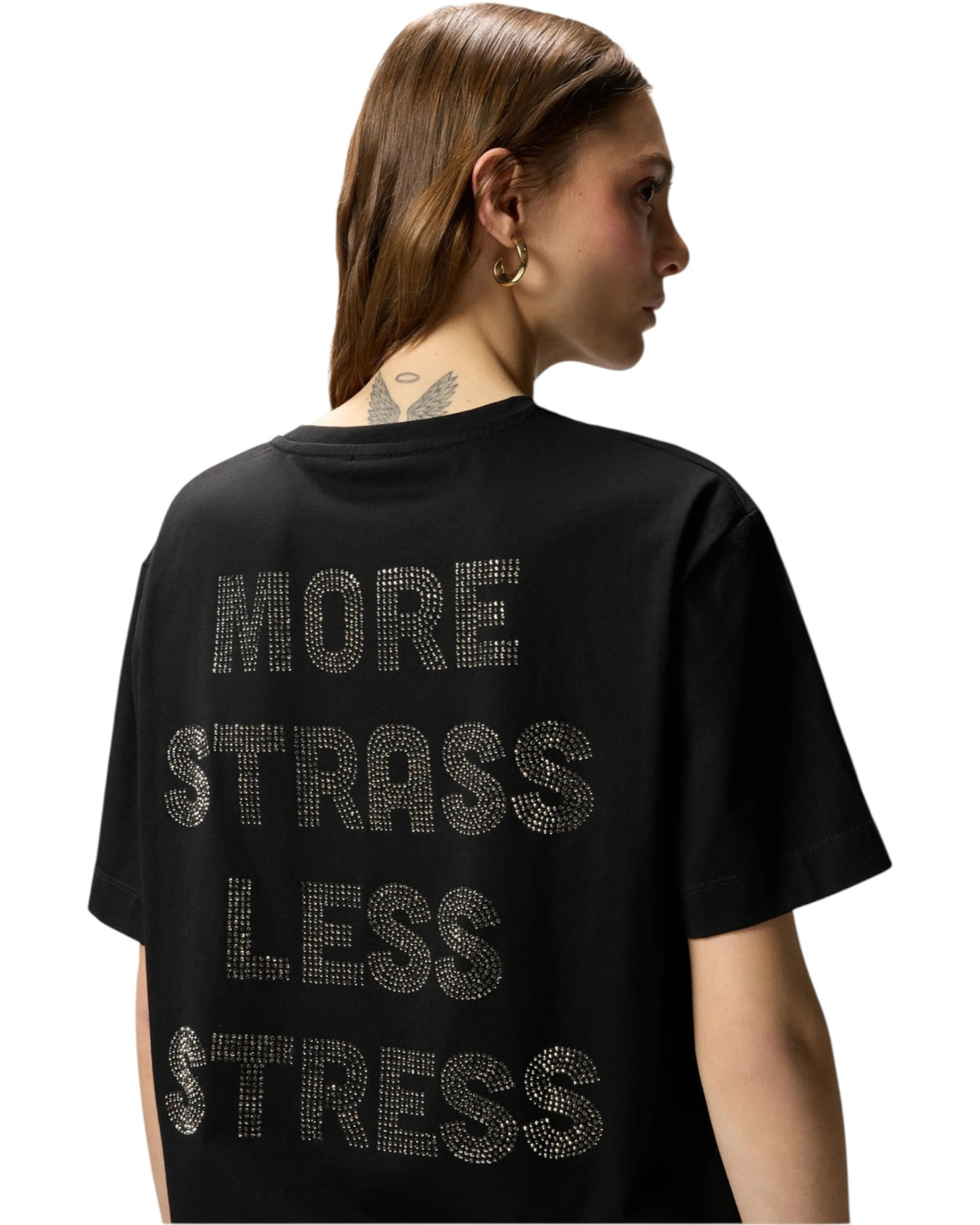 STREPITOSO T-shirt με στρας More Strass Less Stress