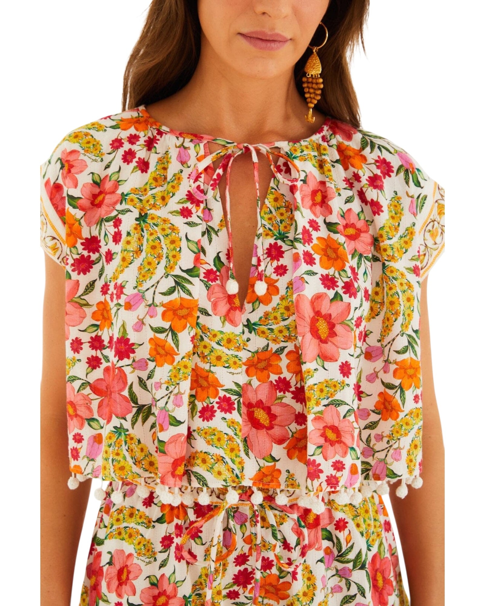 Floral τοπ με μπροστινό δέσιμο BANANA FLOWERS