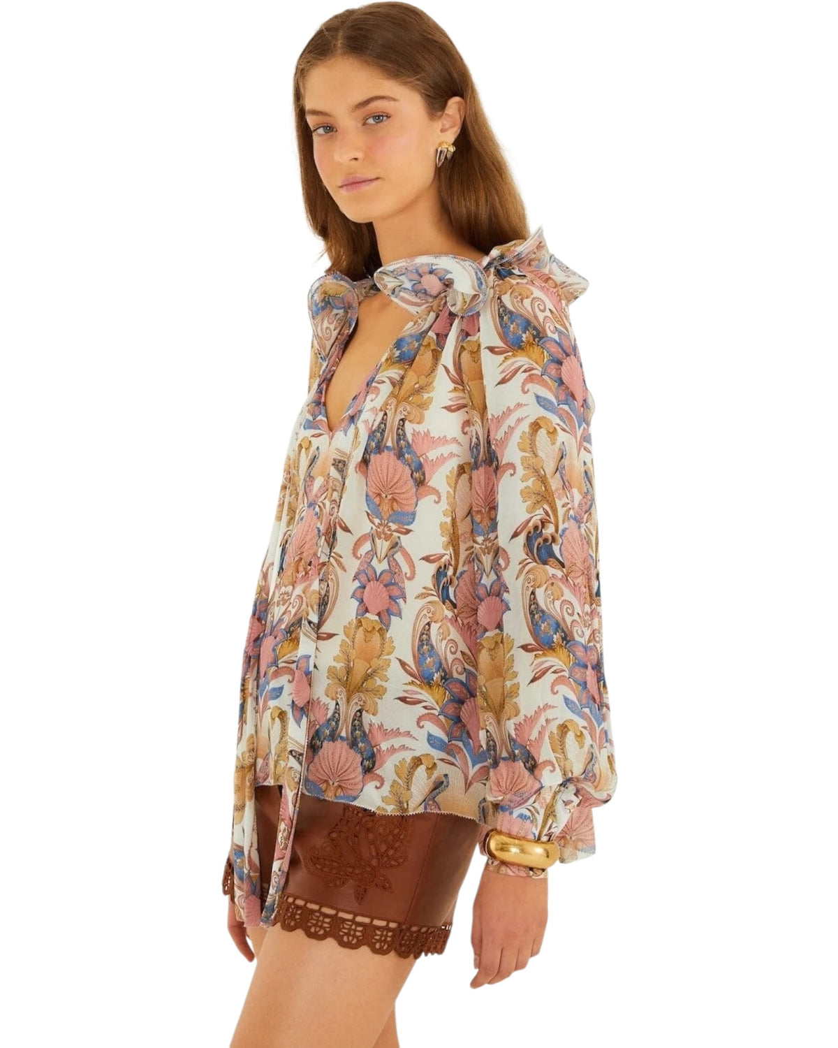 Μπλούζα με ψηλό γιακά και βολάν SEA GARDEN