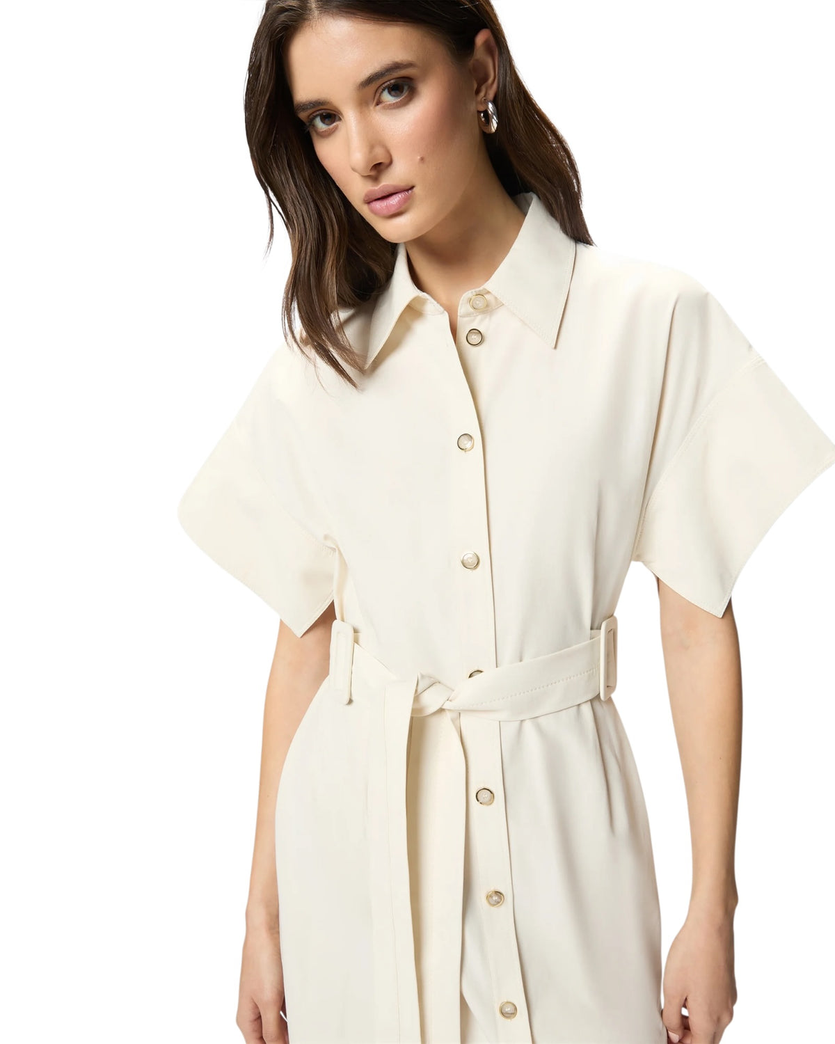 Midi σεμιζιέ φόρεμα με ζώνη ALESHA