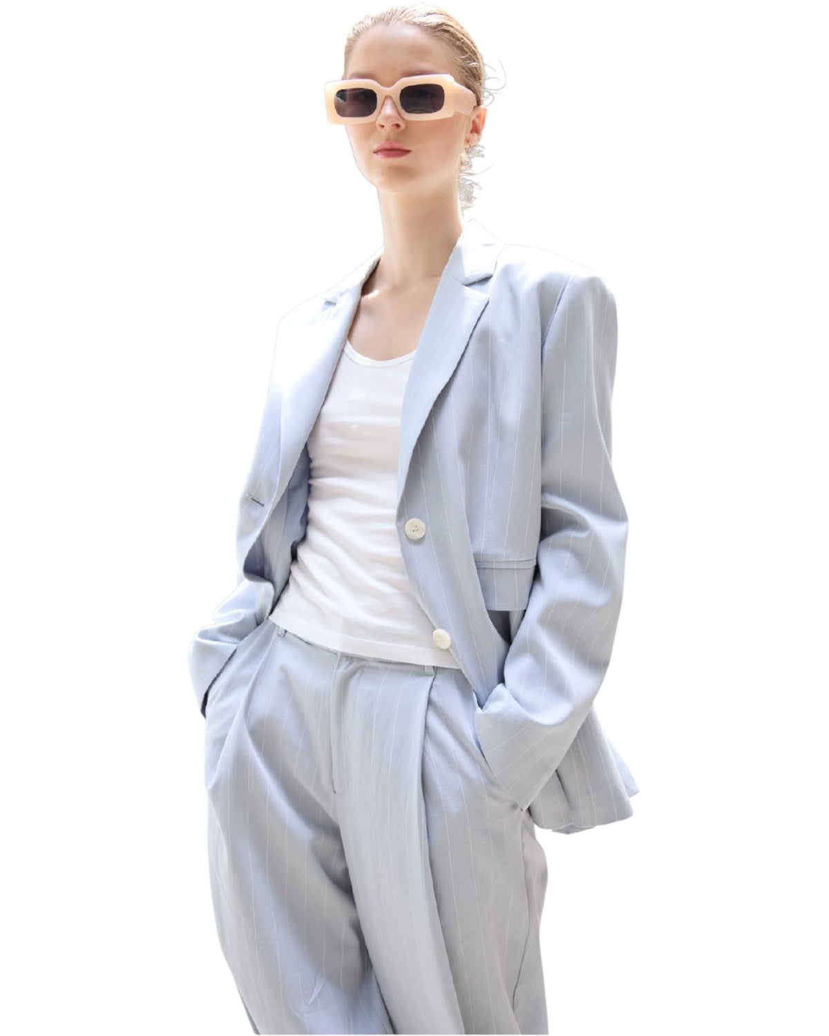 Ριγέ σακάκι με τσέπες