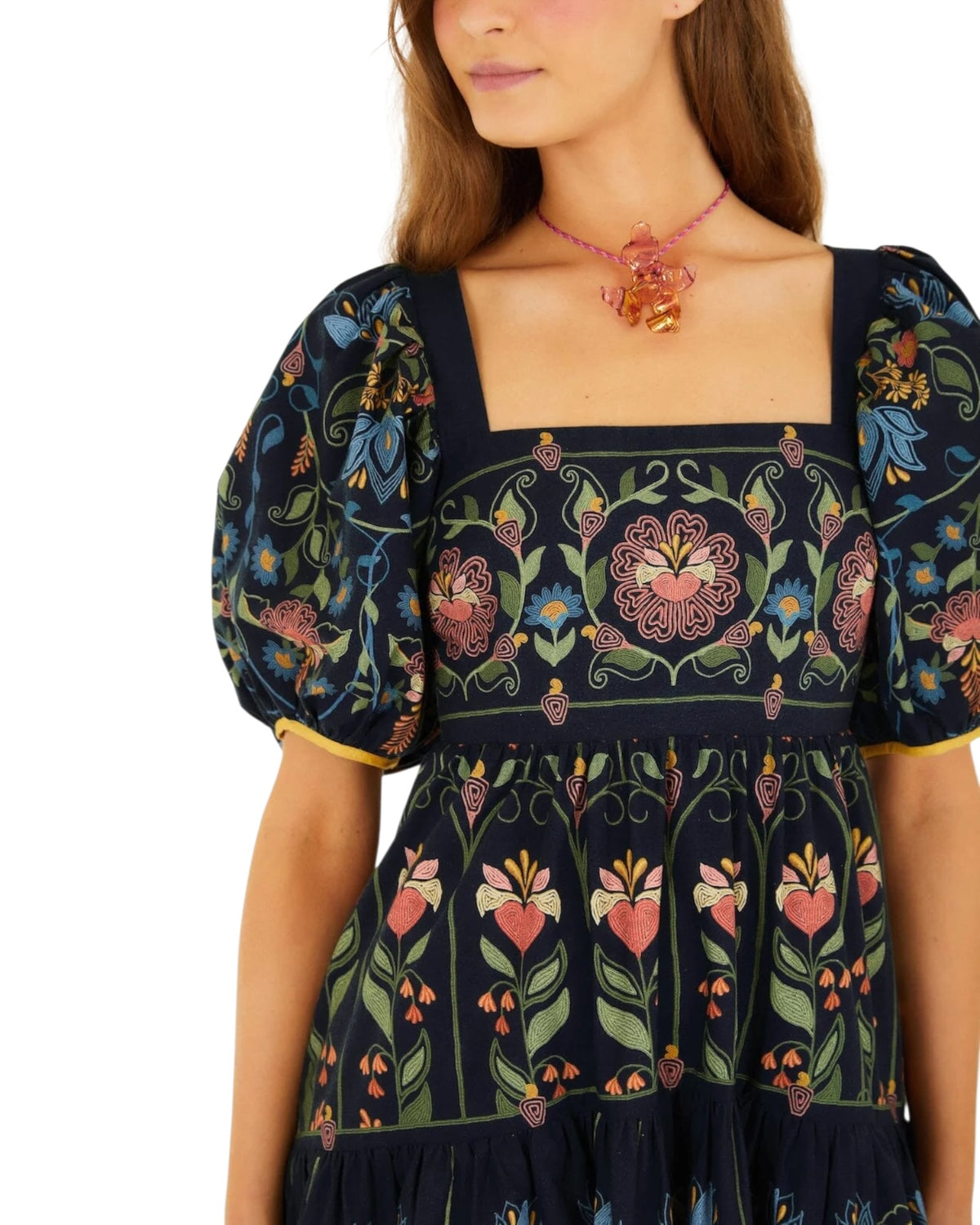 Mini φόρεμα με τετράγωνη λαιμόκοψη STITCHED GARDEN