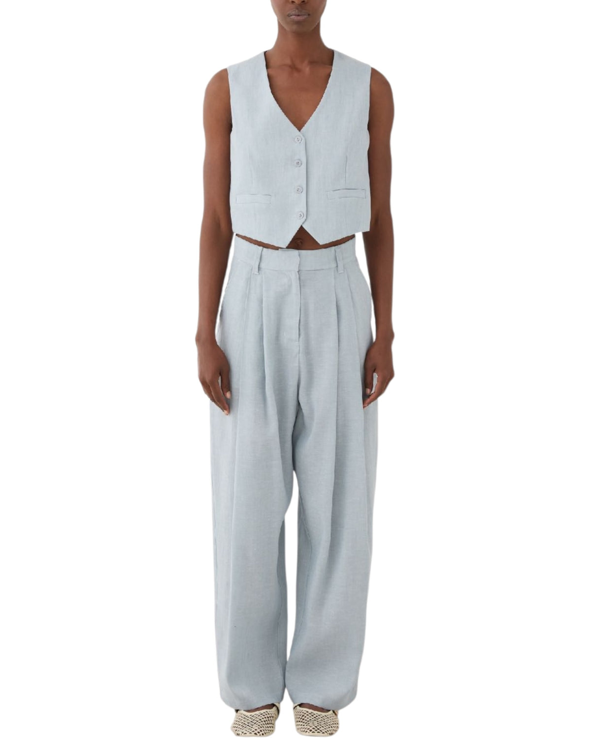 Λινό κοντό γιλέκο