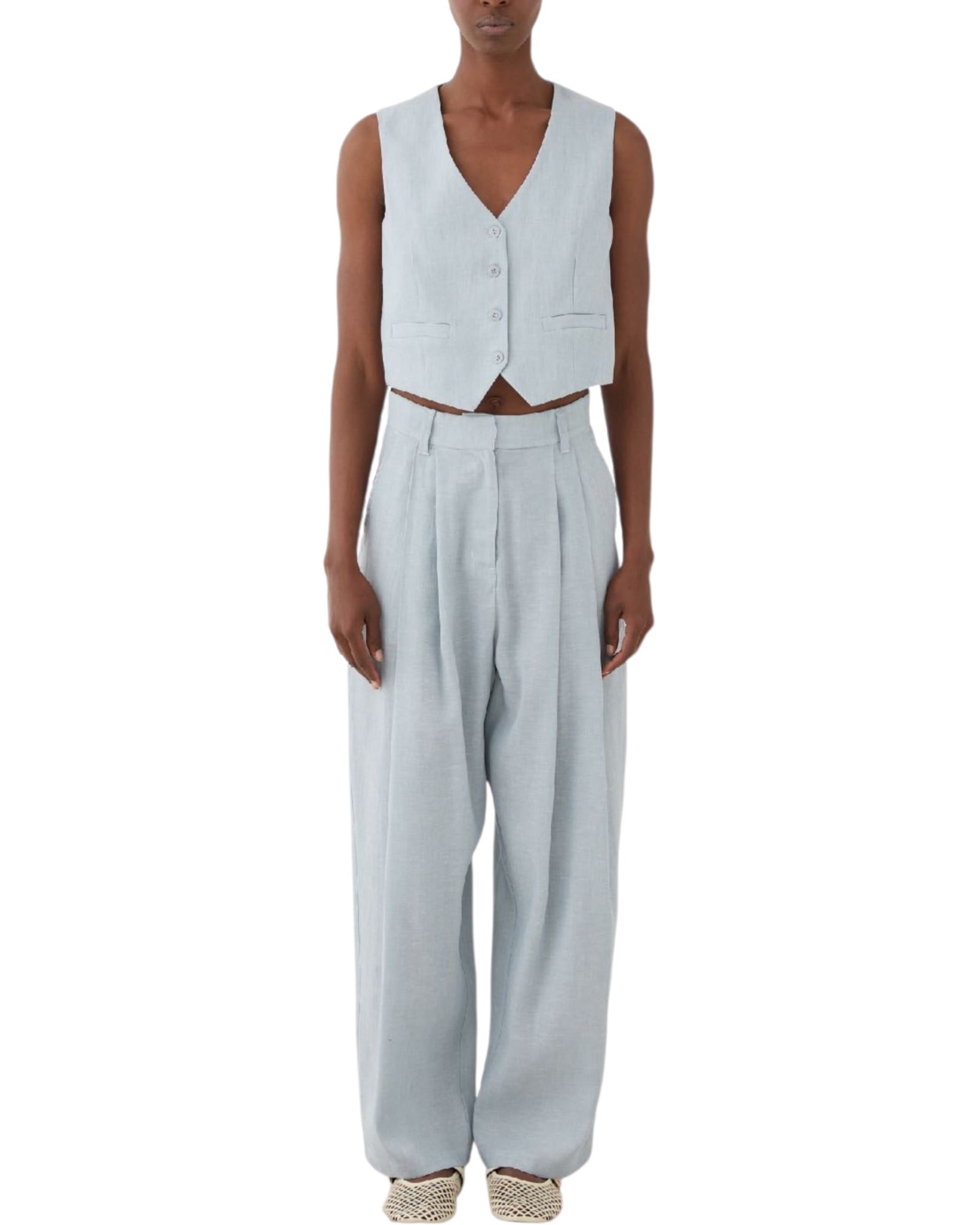 Λινό κοντό γιλέκο