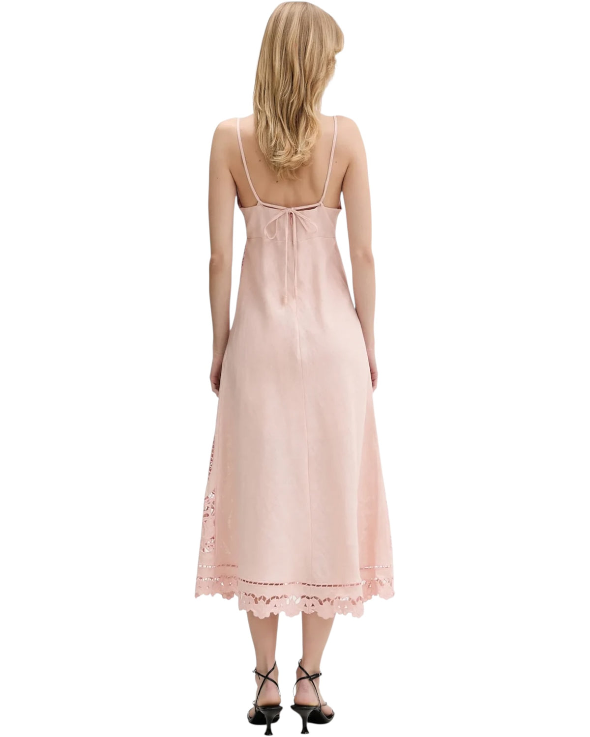 Λινό φόρεμα με κεντήματα RICHELIEU SLIP MIDI