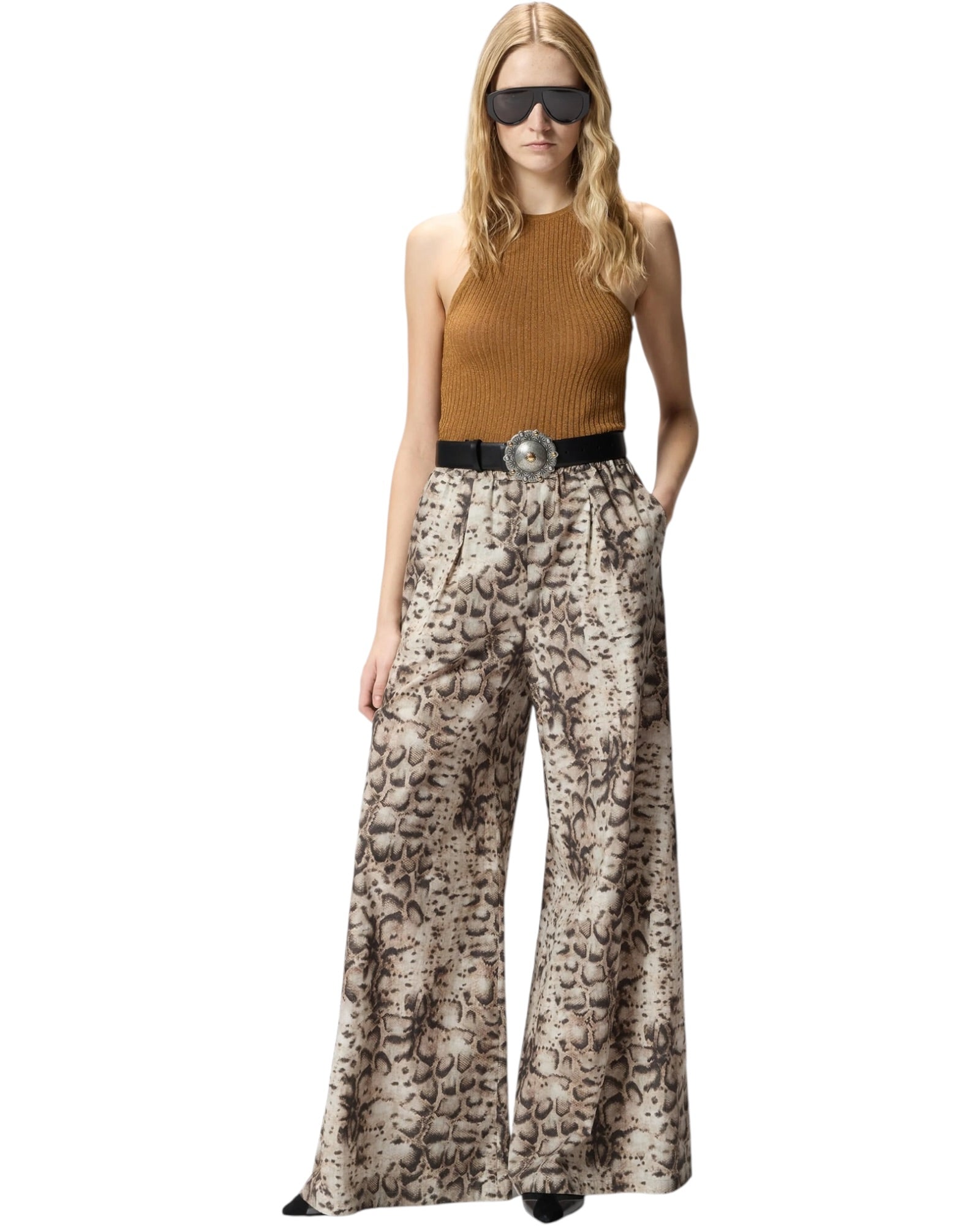 Παντελόνι με φαρδιά γραμμή και τύπωμα φιδιού GUSSOLA