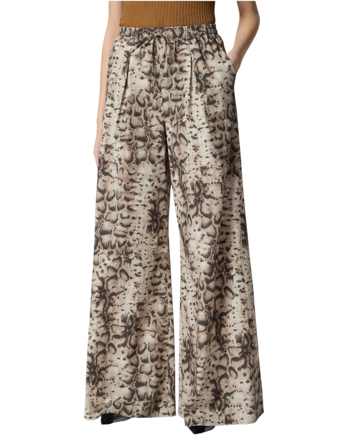 Παντελόνι με φαρδιά γραμμή και τύπωμα φιδιού GUSSOLA