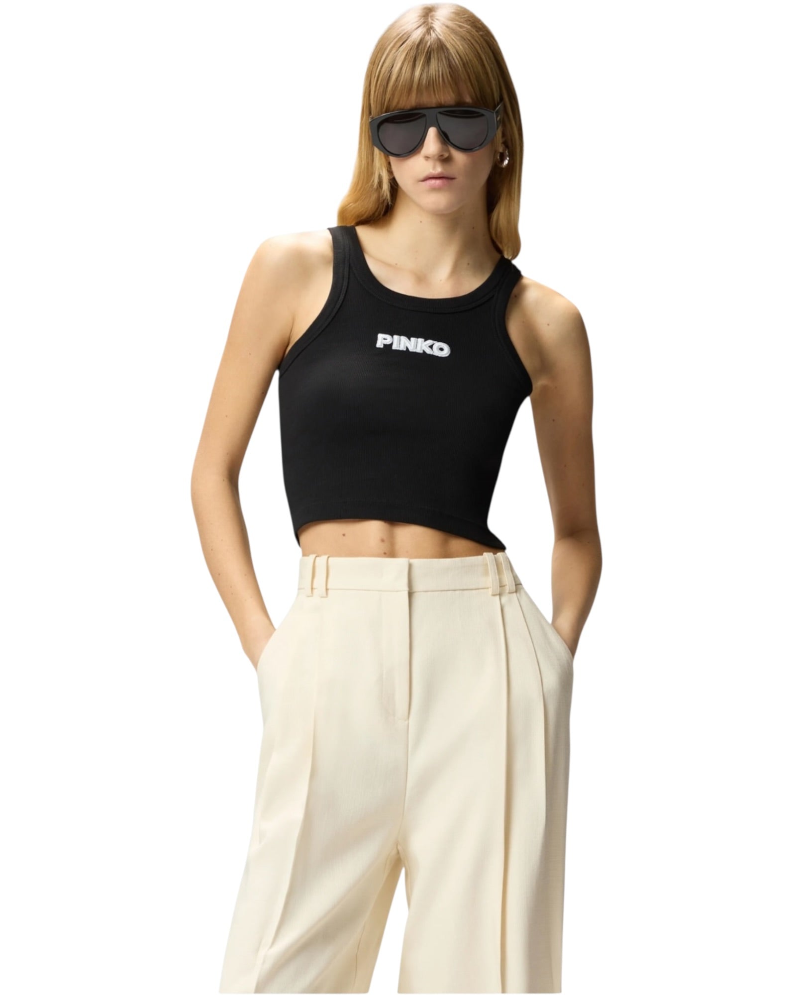 Cropped φανελάκι με λογότυπο PINKO BLOODY MARY