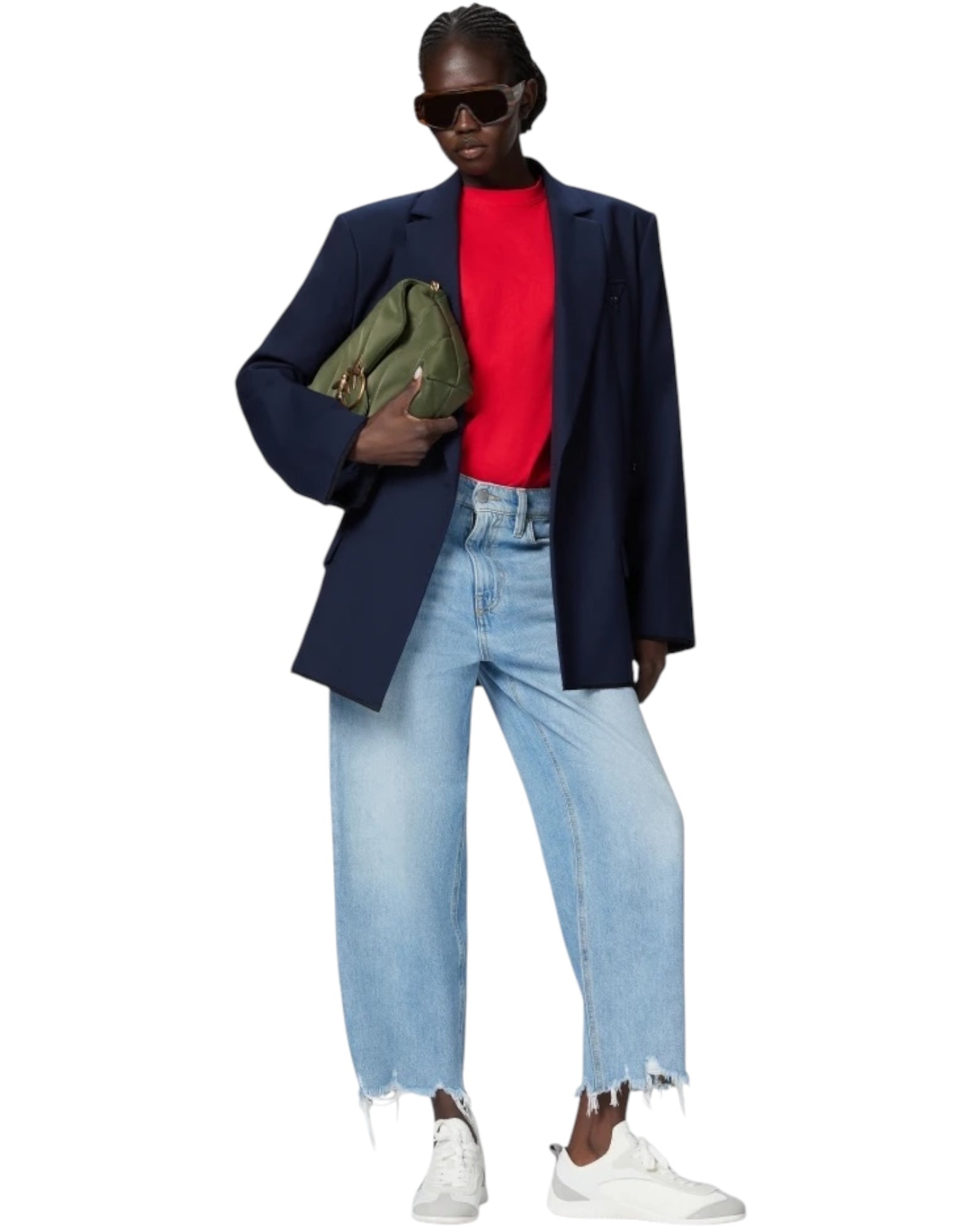 Φαρδύ τζιν με ξεφτισμένο τελείωμα ESTELLE