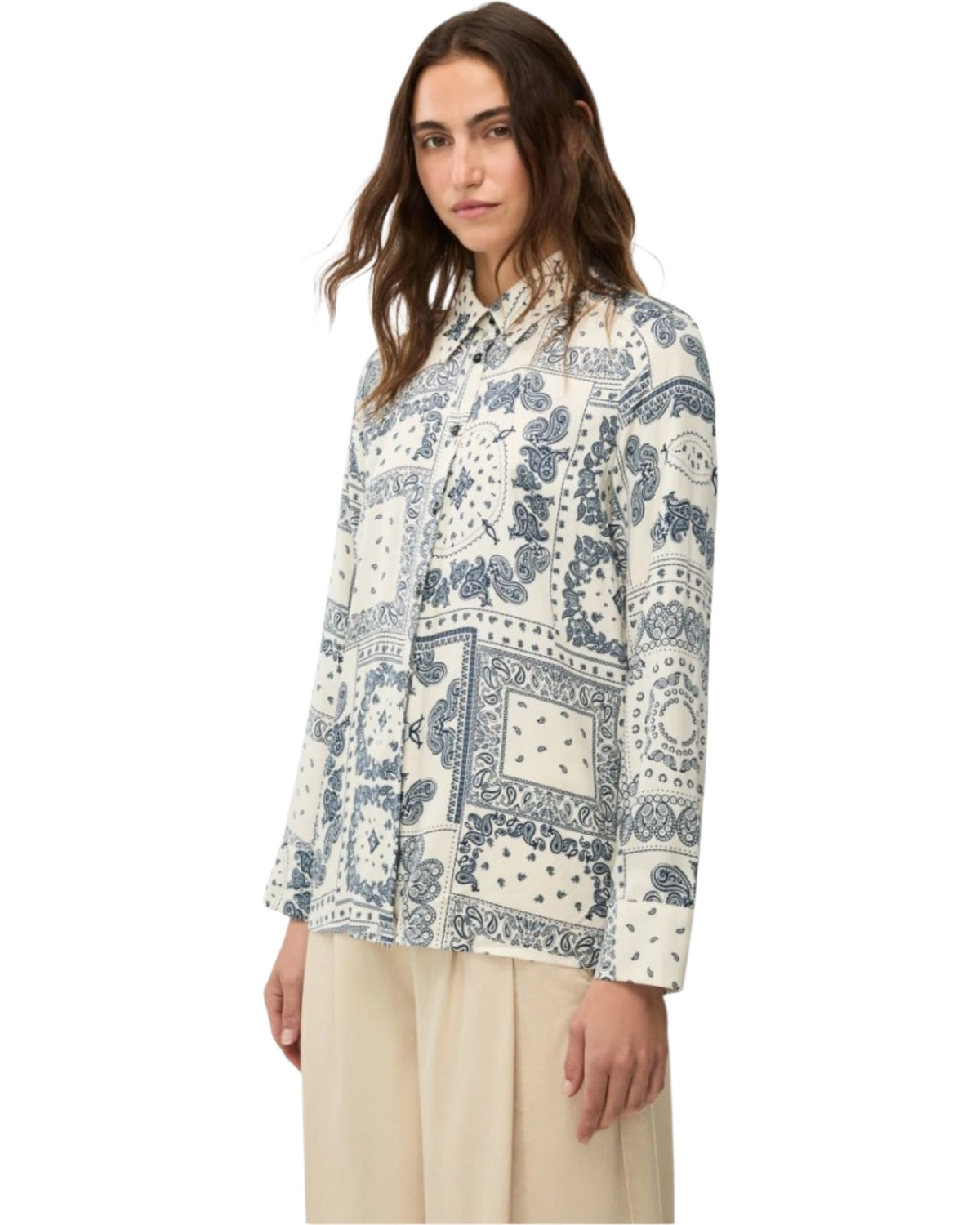 Πουκάμισο από βισκόζη με τυπωμένο ύφασμα IBLEDITTO