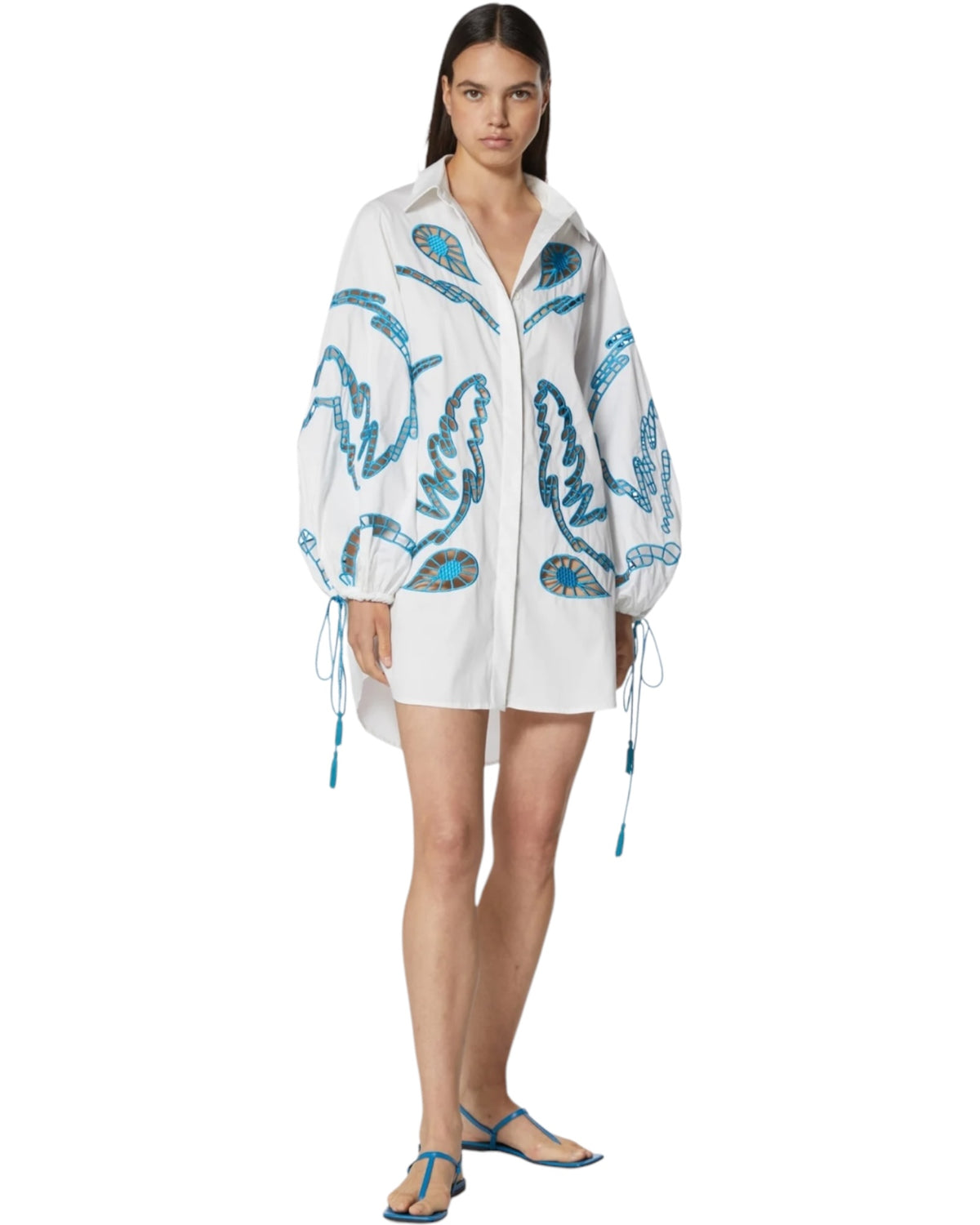 Oversize πουκάμισο με κομμένο κέντημα