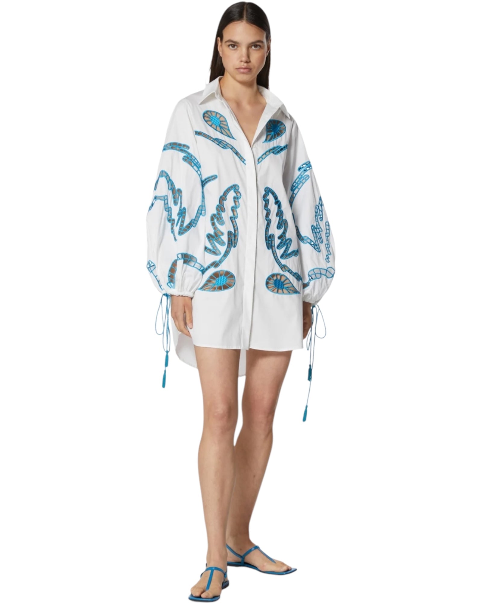 Oversize πουκάμισο με κομμένο κέντημα